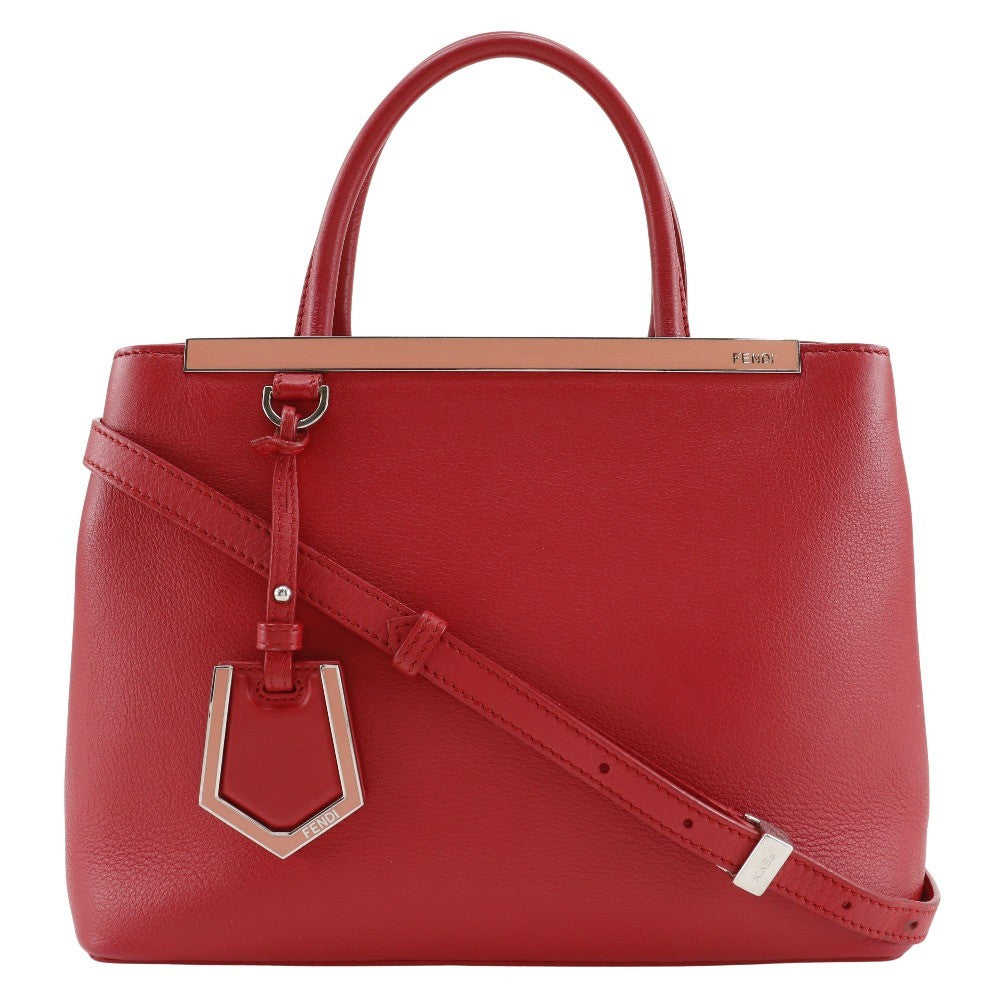 Fendi 2Jours Leather Red Calfskin Tote Bag Bag (Pre-Owned)