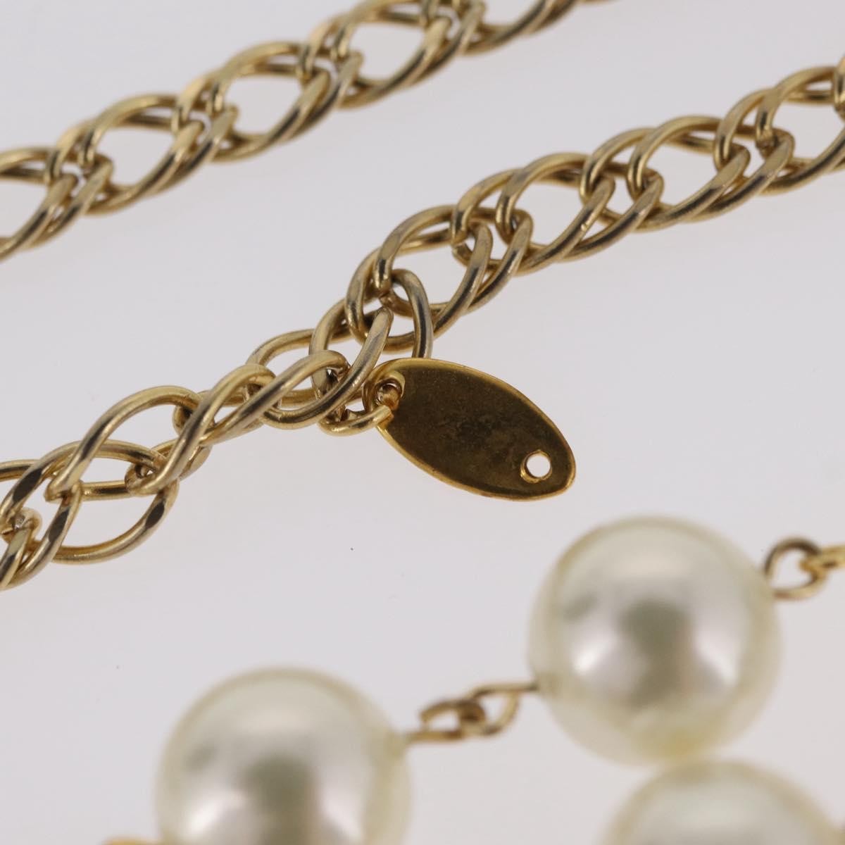 Chanel Vintage Double Pearl Station Long Chain Metal And Faux Pearls Gold Gold_Plated Necklace Jewelry (Pre-Owned)