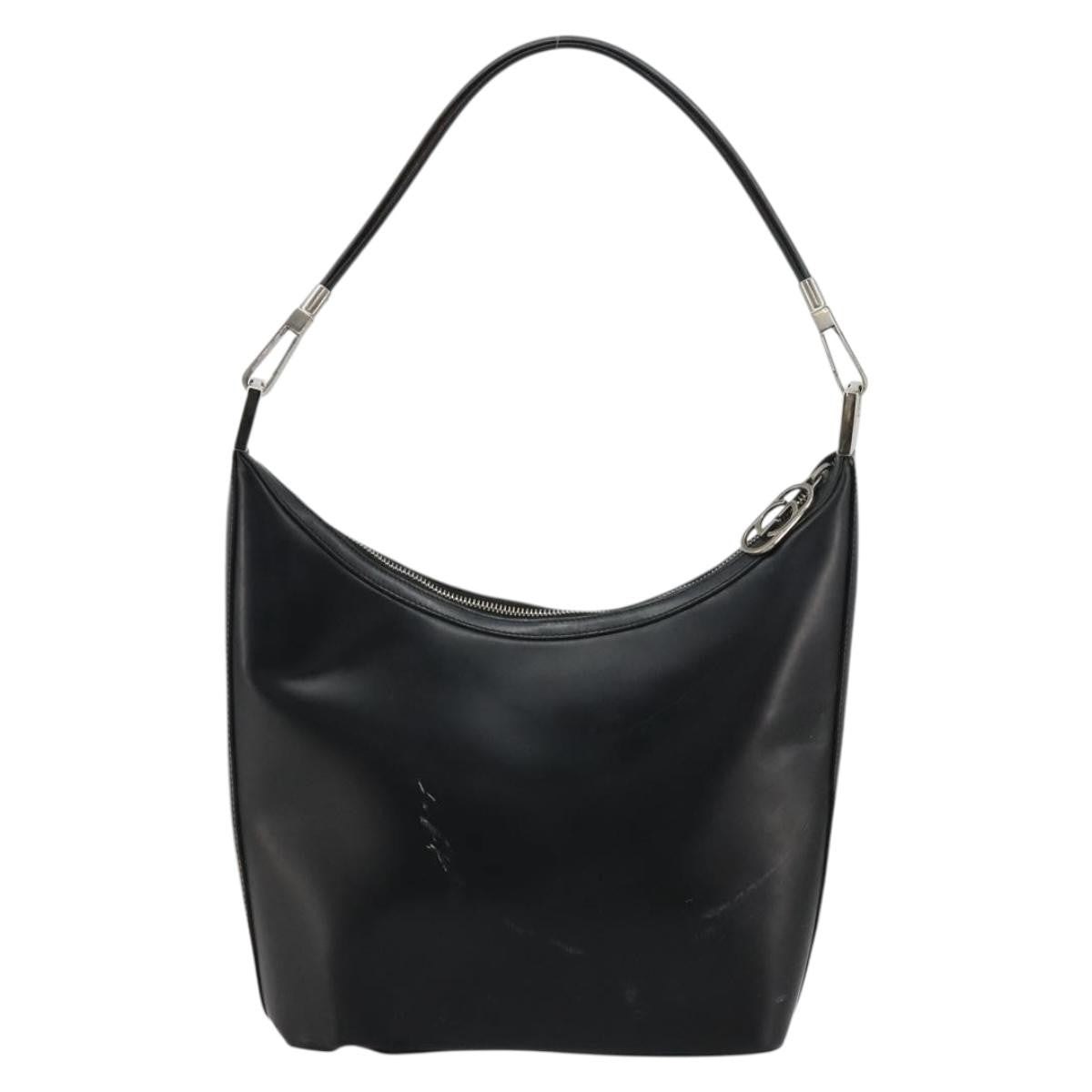 Gucci Zip Hobo Leather Black Leather Handbag (Pre-Owned)