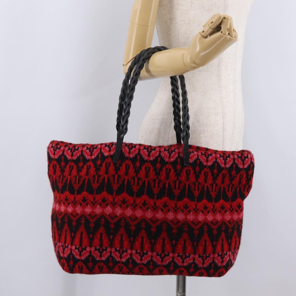 Fendi Vintage Wool Red Wool Tote Bag Bag (Pre-Owned)