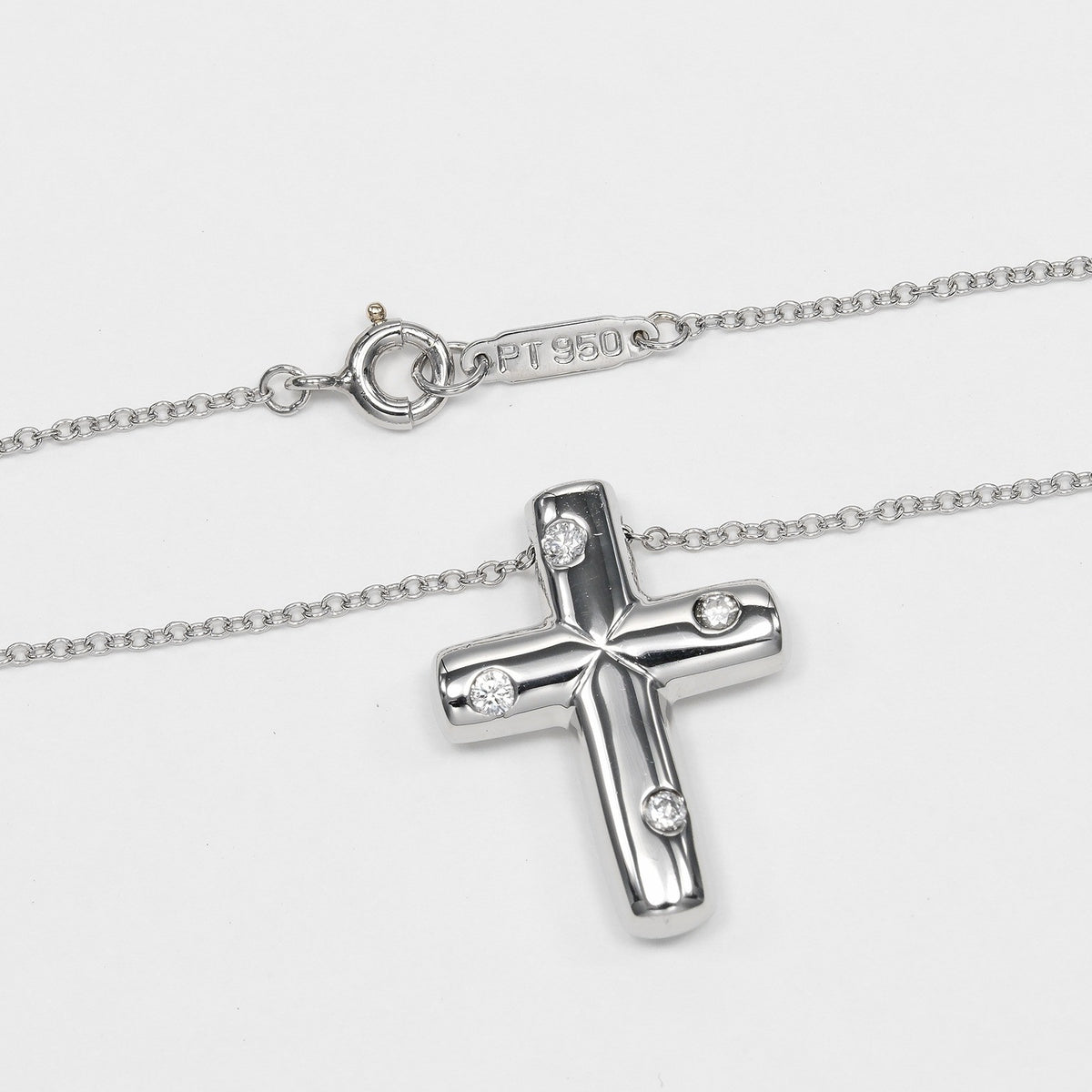 Tiffany & Co. Cross Pendant Platinum And Diamonds Silver Platinum Necklace Jewelry (Pre-Owned)