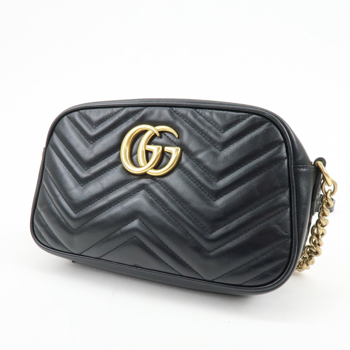 Gucci Gg Marmont Matelasse Leather Black Leather Shoulder Bag Bag (Pre-Owned)