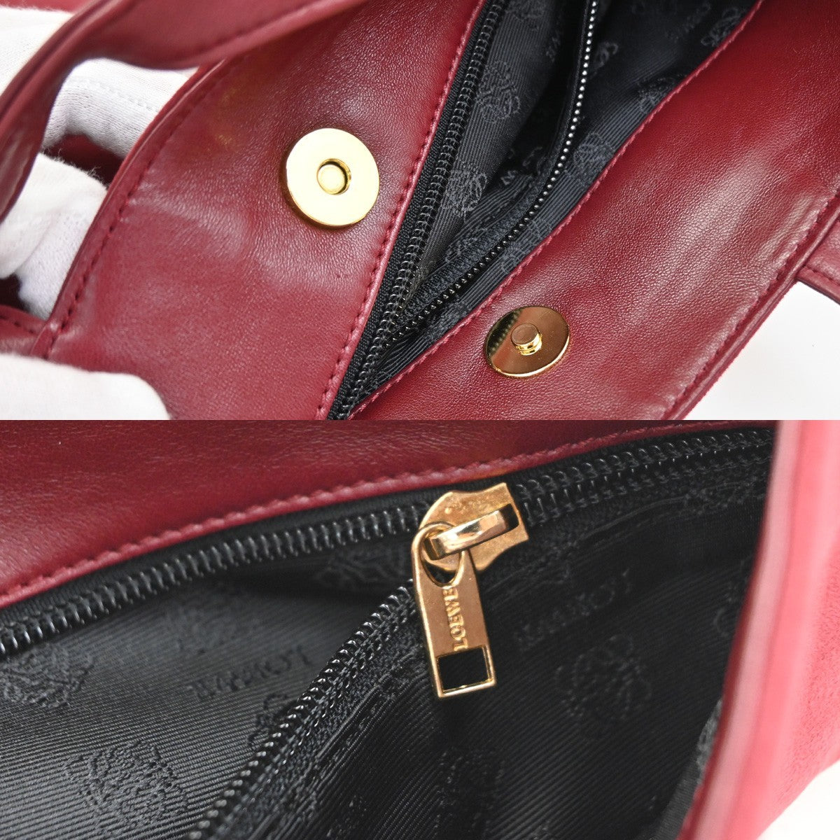 Loewe Anagram Tote Suede Red Suede Tote Bag Bag (Pre-Owned)