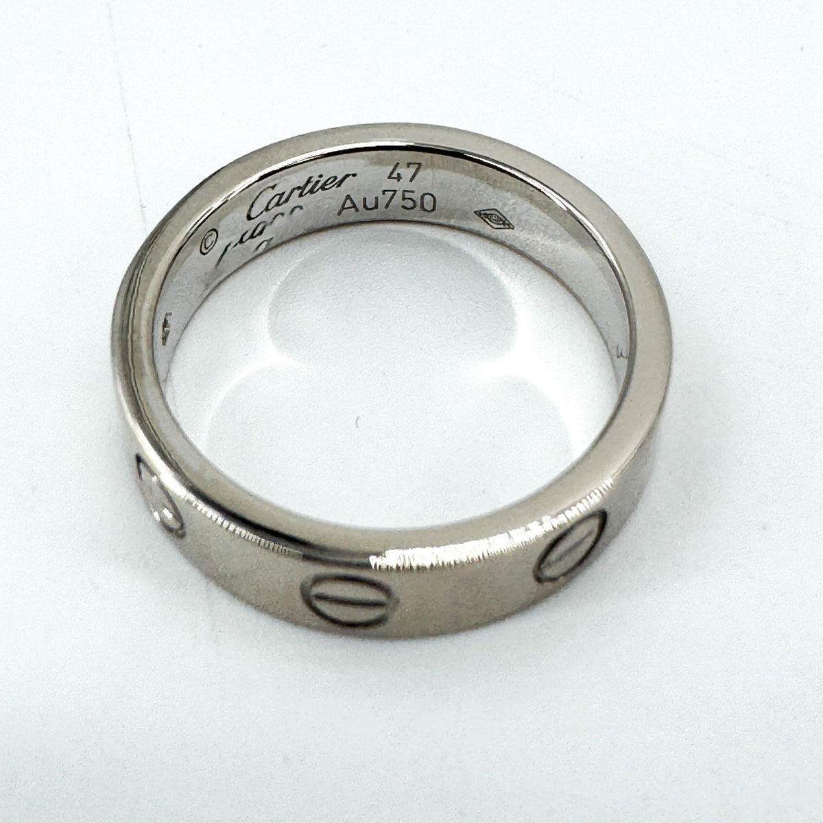 Cartier Love 3 Diamonds Band 18K White Gold With Diamond Silver Gold Ring Jewelry (Pre-Owned)