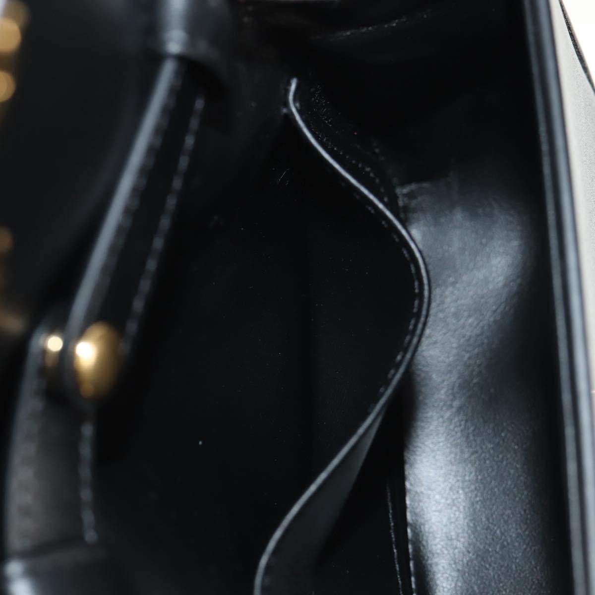 Celine Vintage Triomphe Shoulder Leather Black Leather Handbag (Pre-Owned)