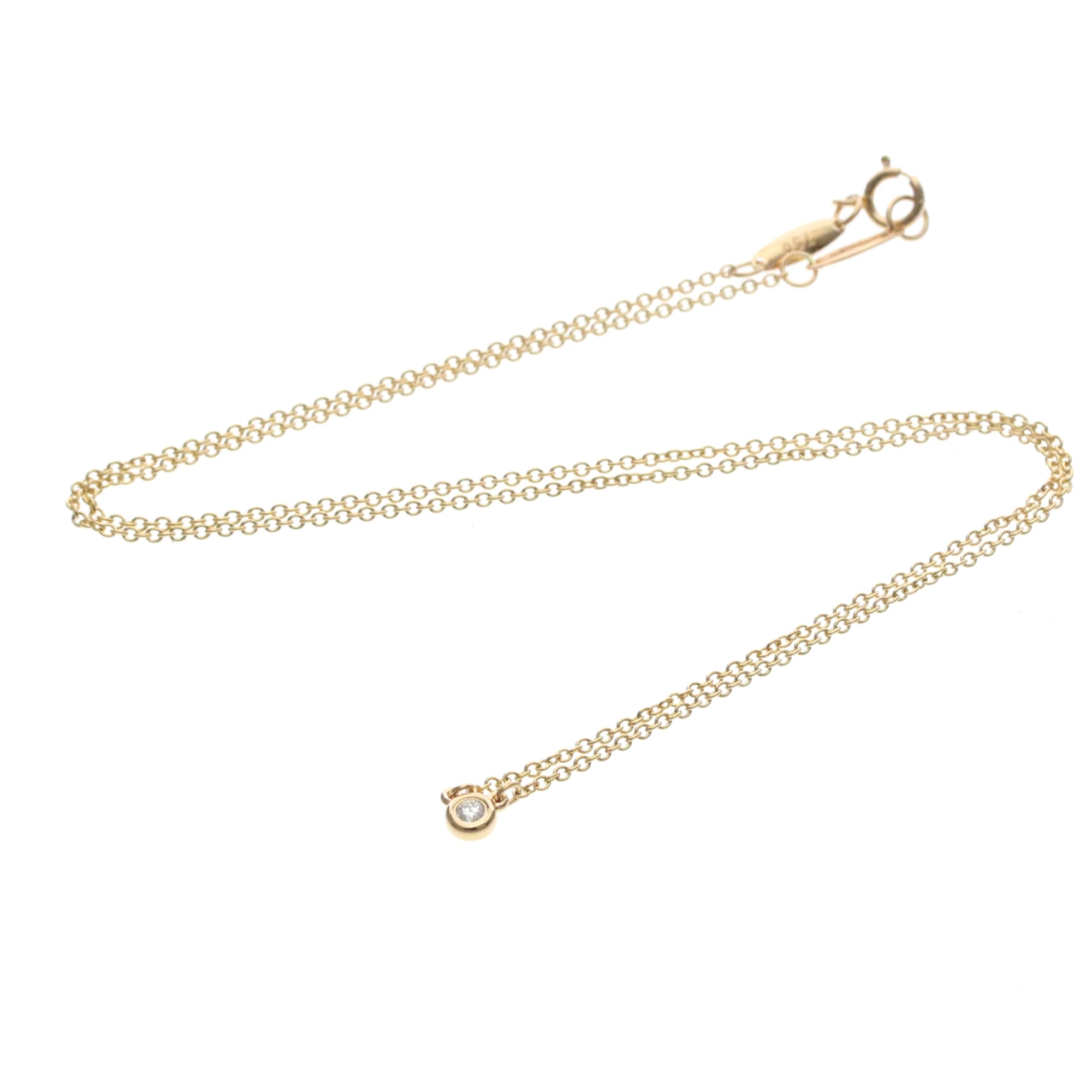 Tiffany & Co. Elsa Peretti Diamonds By The Yard Pendant 18K Rose Gold With Diamond Gold Pink_Gold Necklace Jewelry (Pre-Owned)