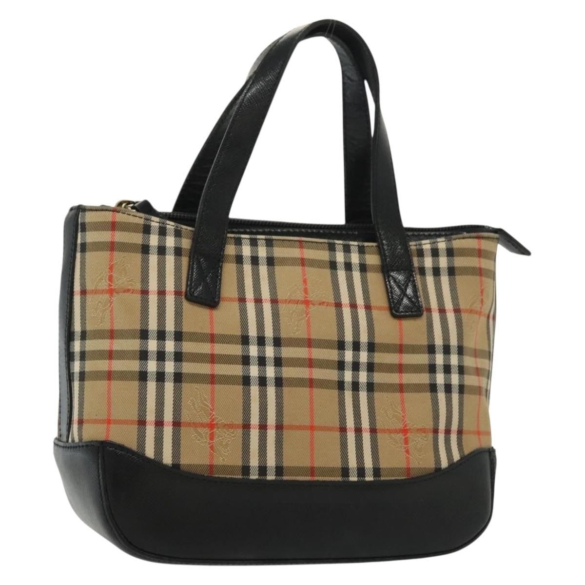 Burberry Nova Check Pattern Beige Canvas Bag (Pre-Owned)