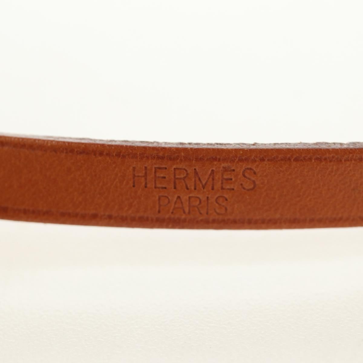 Hermes Hapi 3 Leather With Metal Brown Leather Bracelet Jewelry (Pre-Owned)