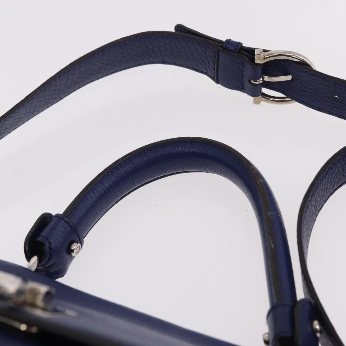 Salvatore Ferragamo Sofia Satchel Leather Blue Leather Handbag (Pre-Owned)