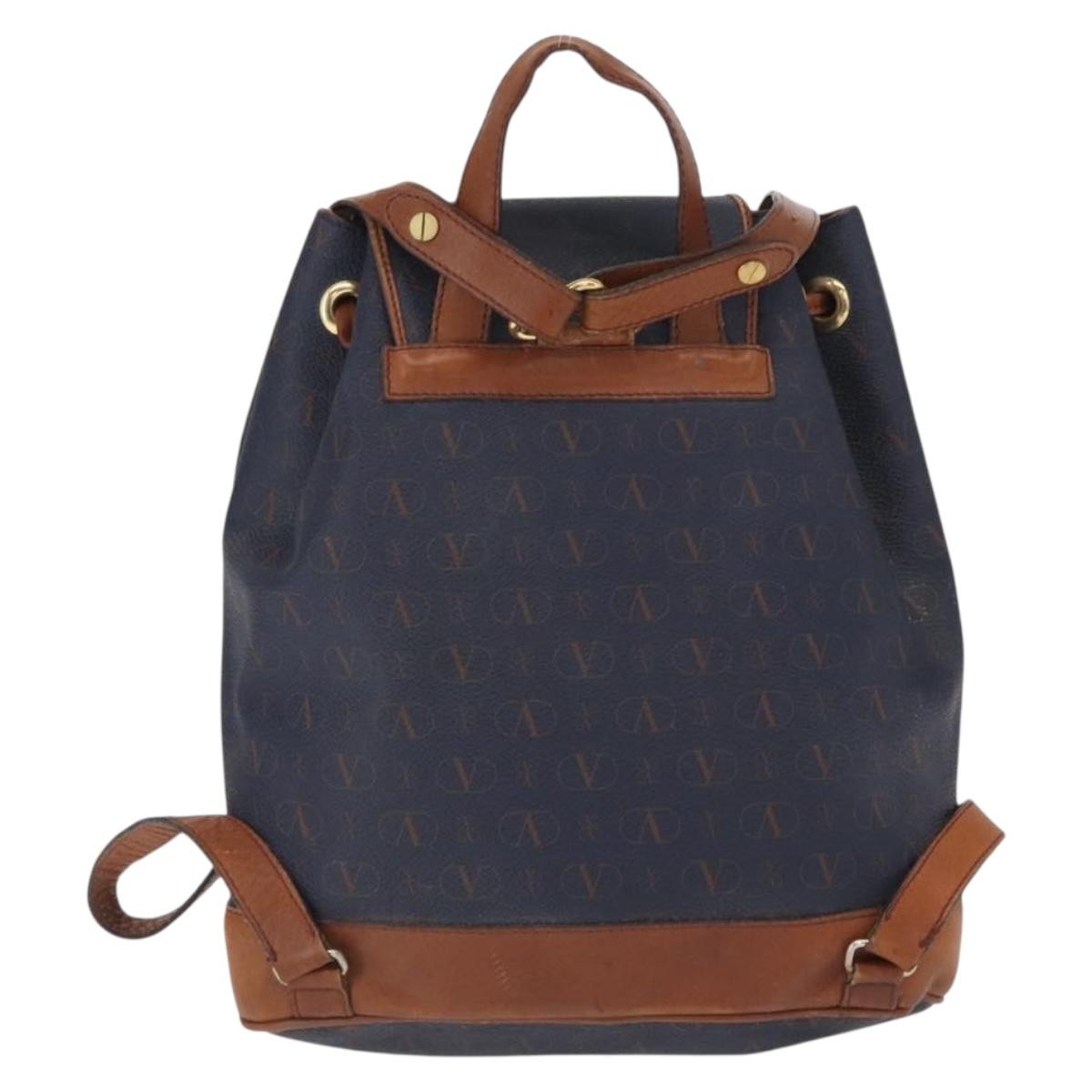 Valentino Garavani Vintage Leather Navy Leather Backpack Bag (Pre-Owned)