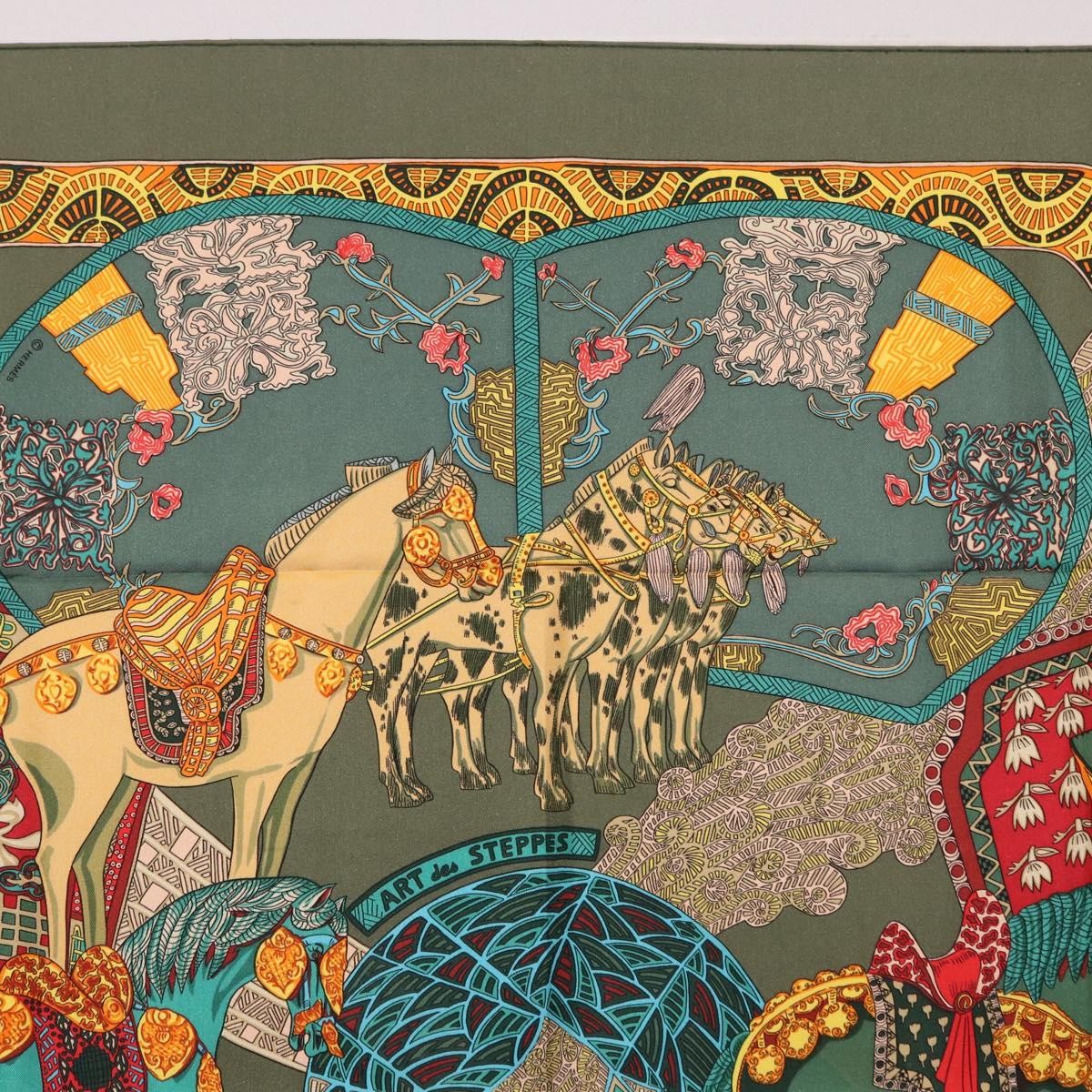 Hermes Carré 90 Silk Multicolor Khaki Silk Scarve & Shawl Accessory (Pre-Owned)