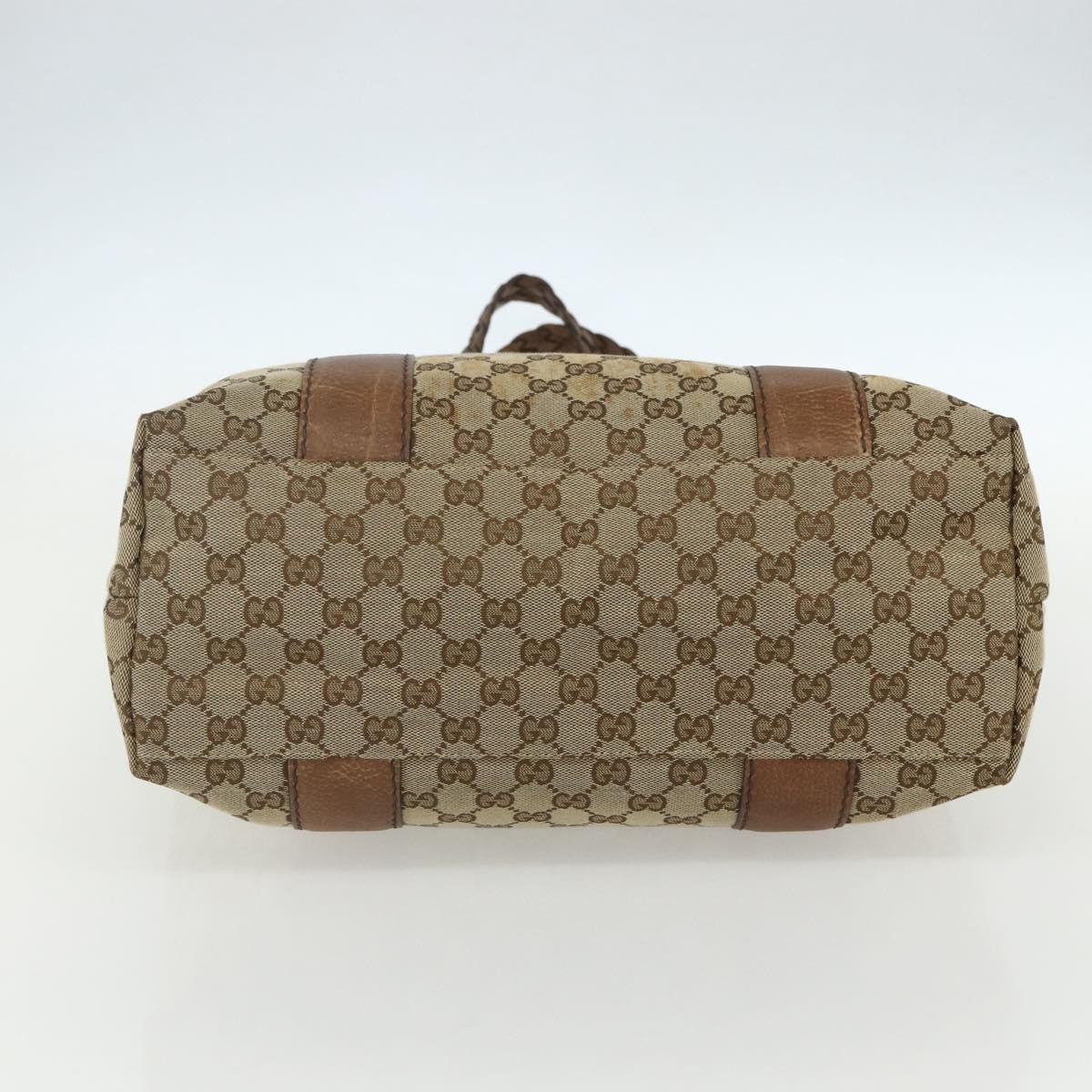 Gucci Bamboo Bar Gg Canvas Beige Canvas Tote Bag Bag (Pre-Owned)