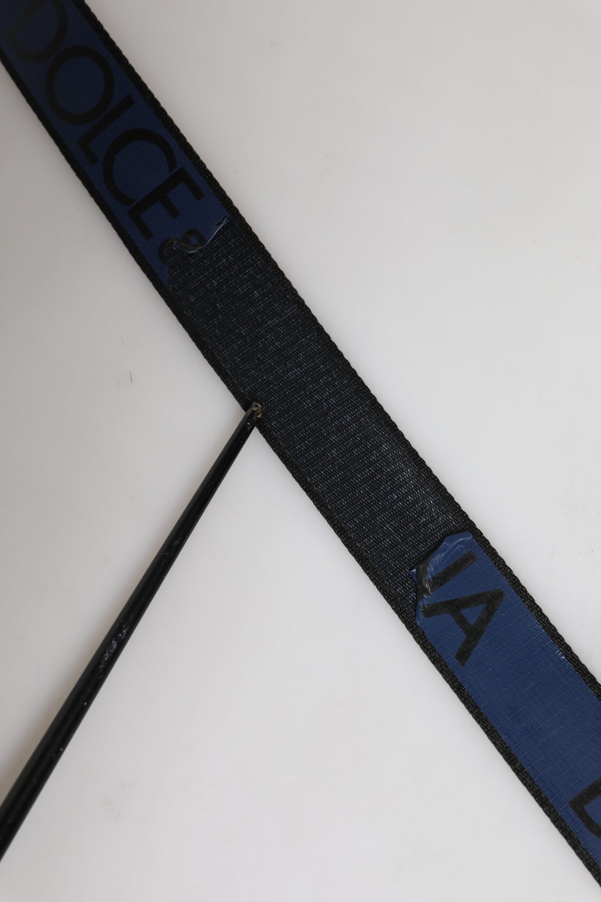 Dolce & Gabbana Black Blue Polyester Printed Metal Buckle Men's Belt (Pre-Owned)