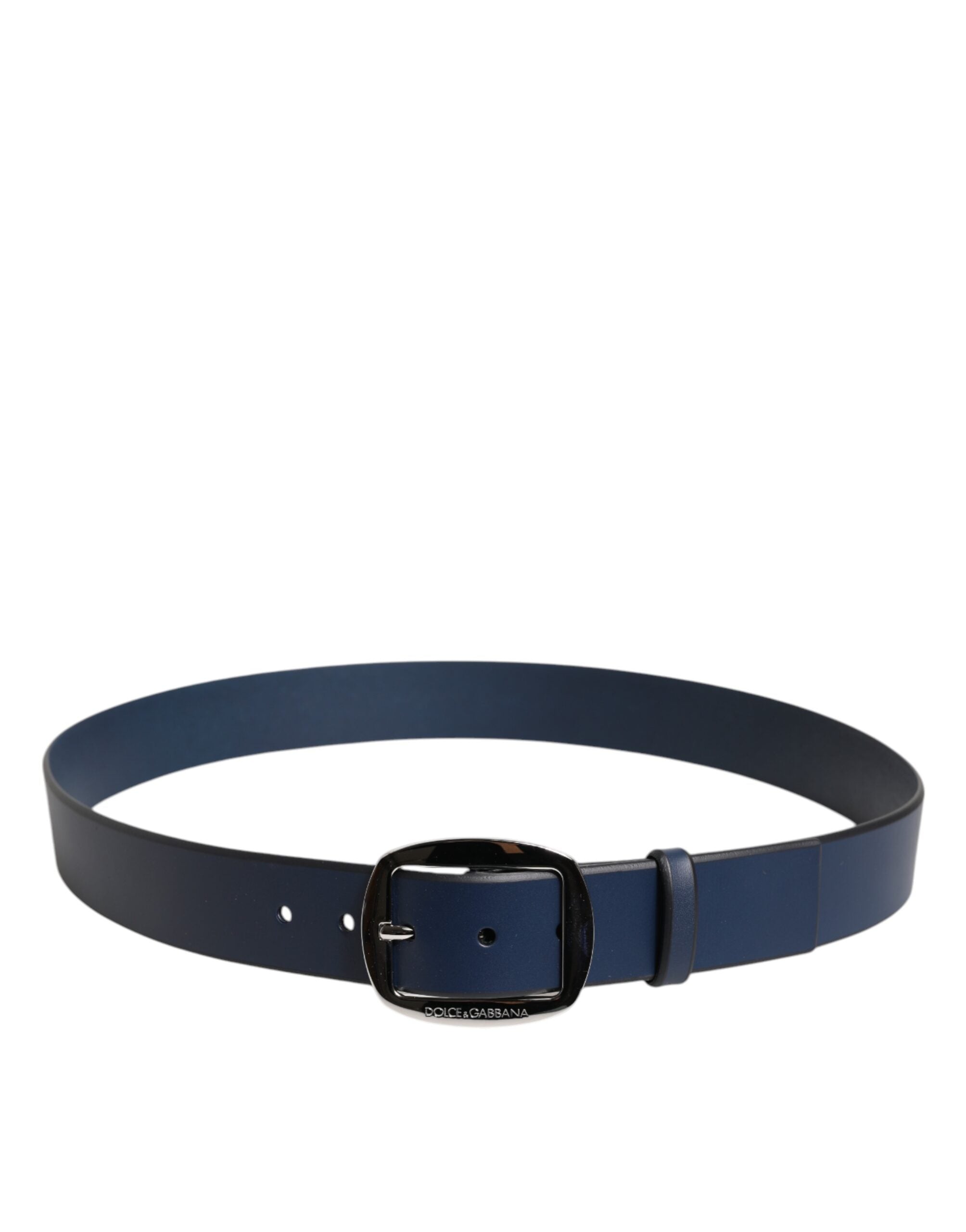 Dolce & Gabbana Blue Calf Leather Classic Metal Buckle Men's Belt