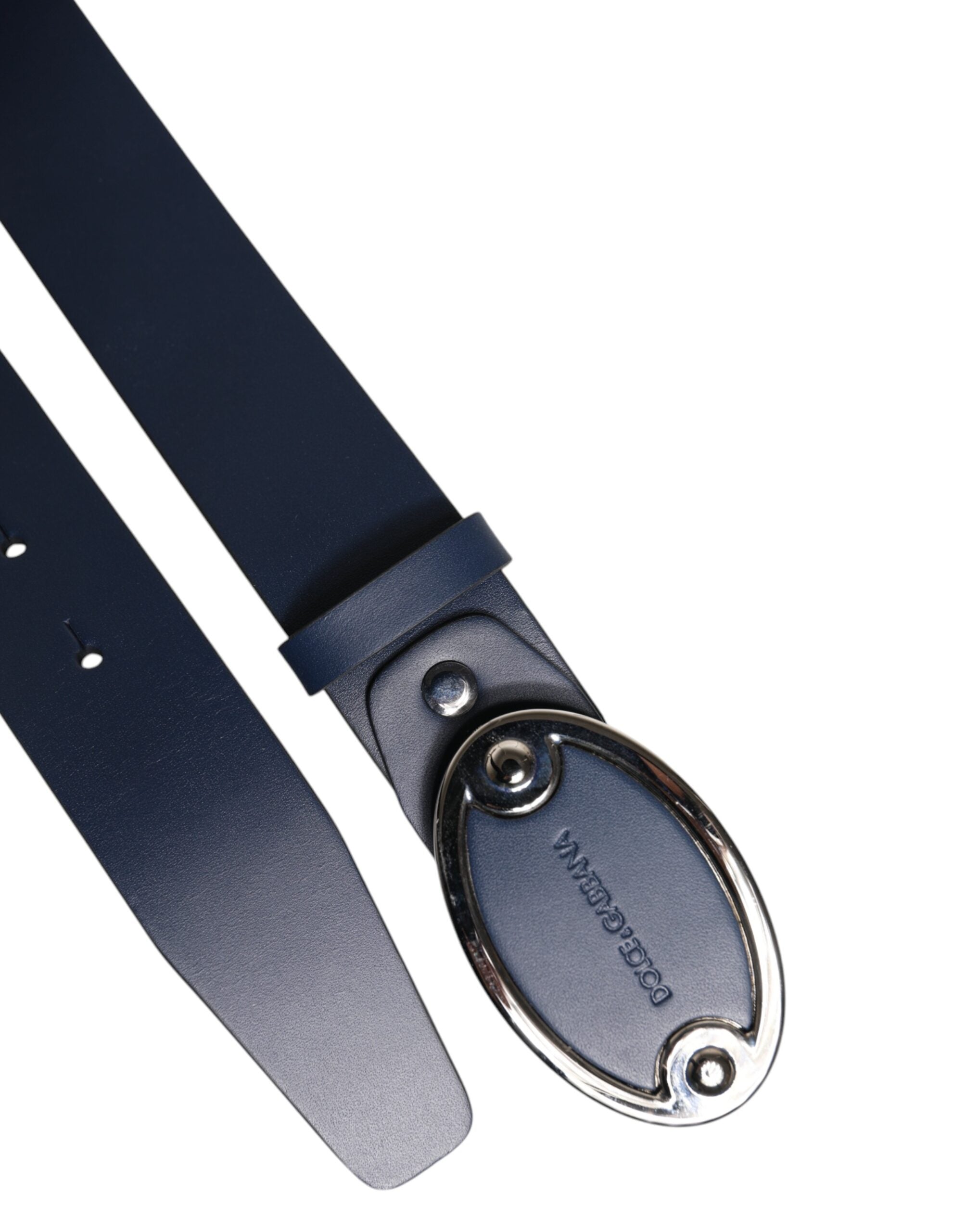 Dolce & Gabbana Blue Leather Classic Metal Logo Buckle Men's Belt