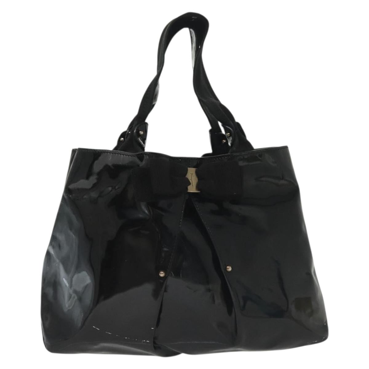Salvatore Ferragamo Vala Tote Patent Leather Black Patent_Leather Tote Bag Bag (Pre-Owned)