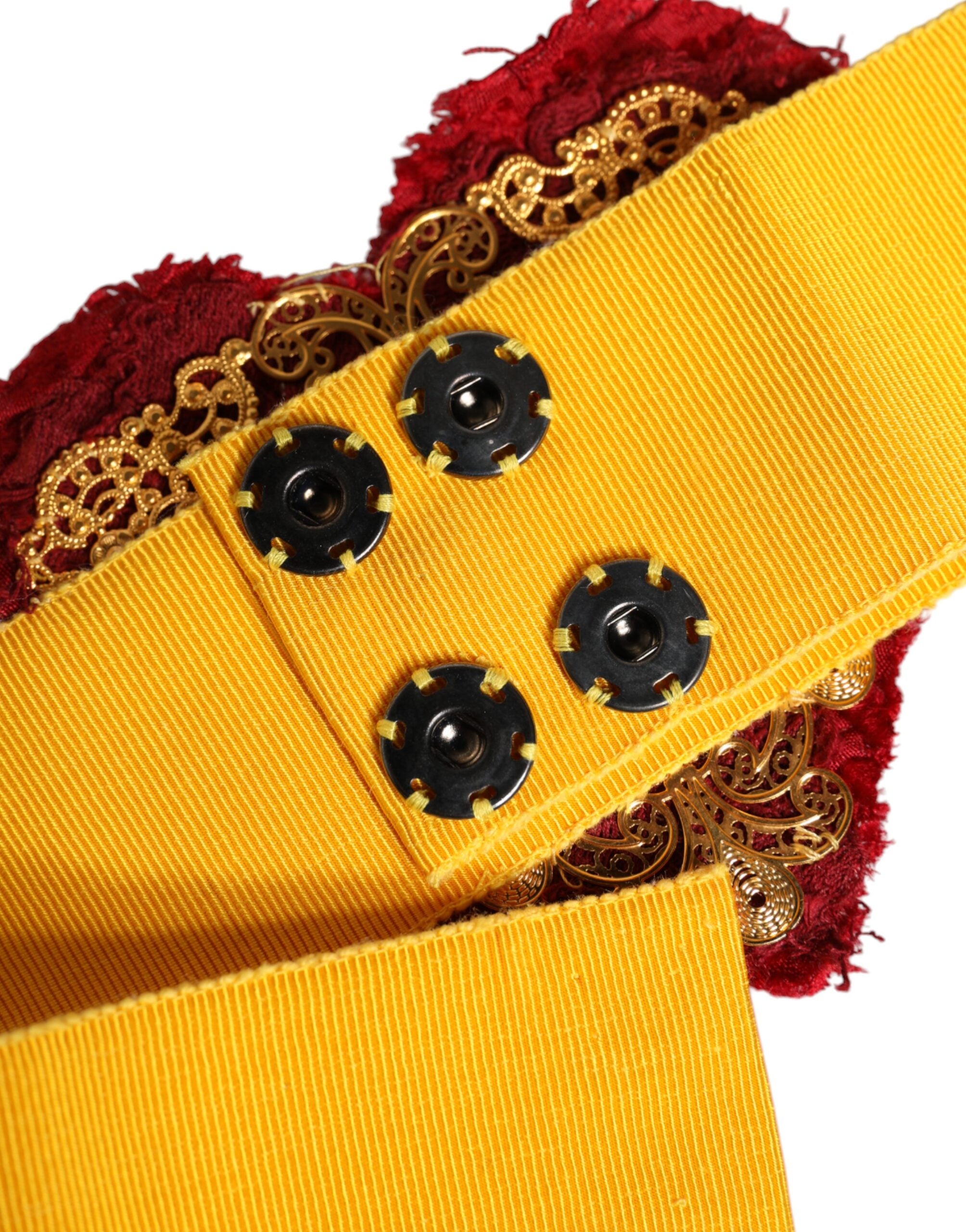 Dolce & Gabbana Yellow Stretch Wide Waist Heart Embellished Women's Belt