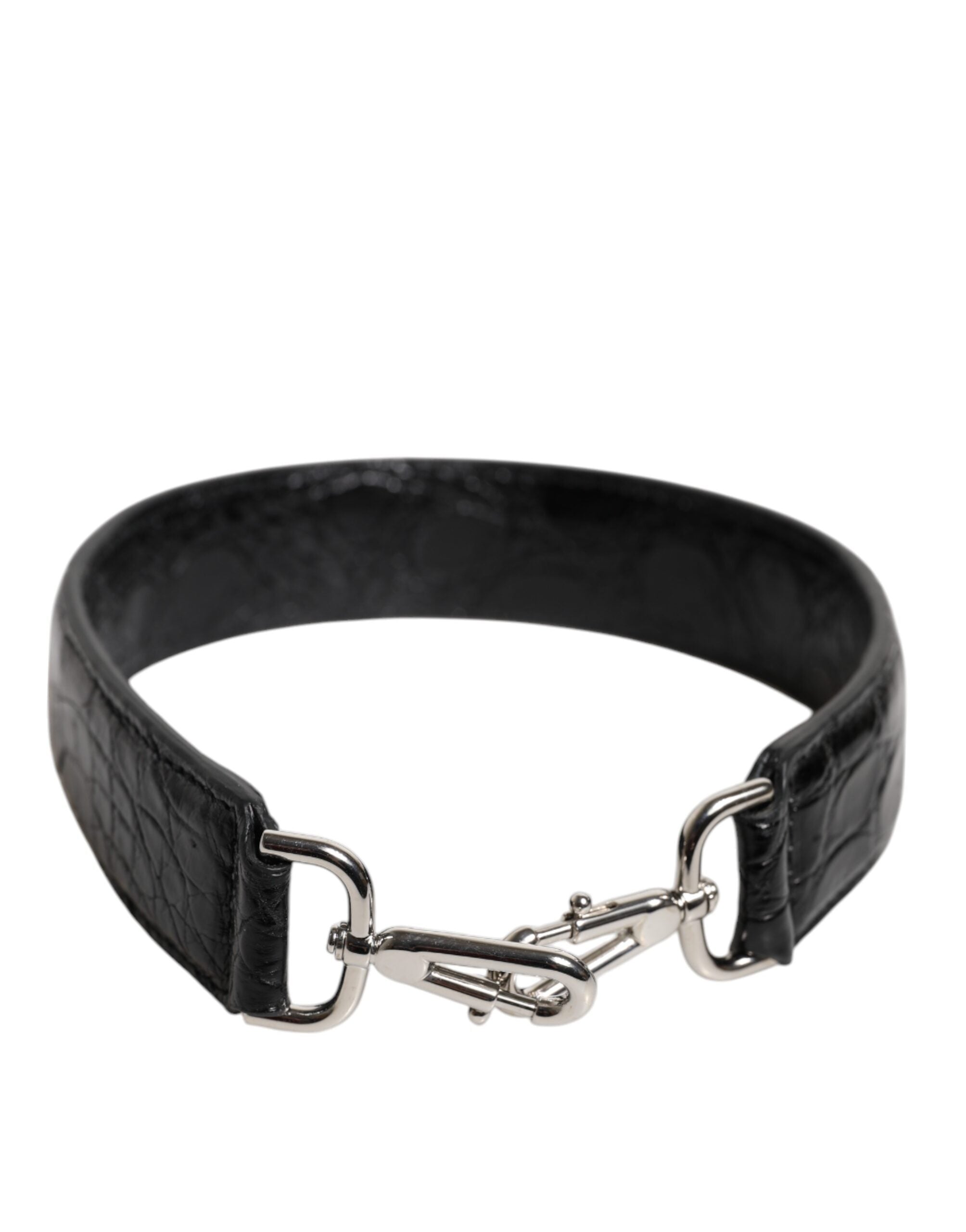 Dolce & Gabbana Black Alligator Leather Bag Shoulder Women's Strap