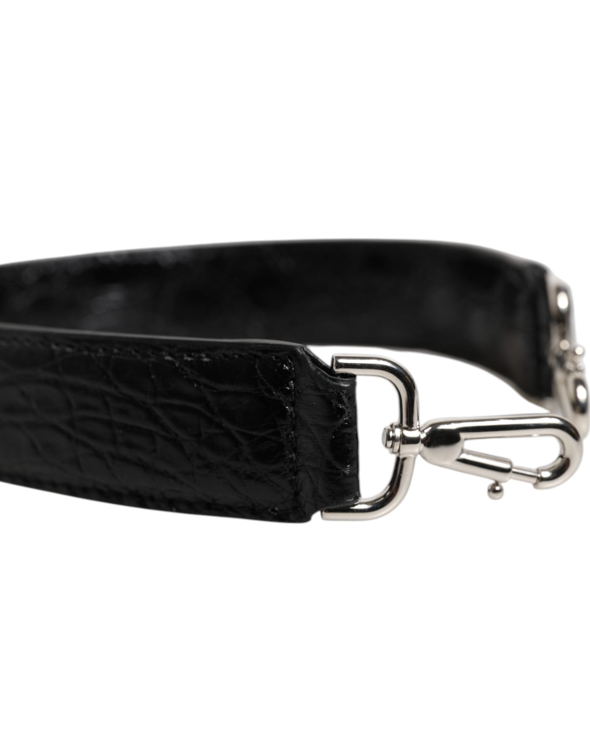Dolce & Gabbana Black Alligator Leather Bag Shoulder Women's Strap