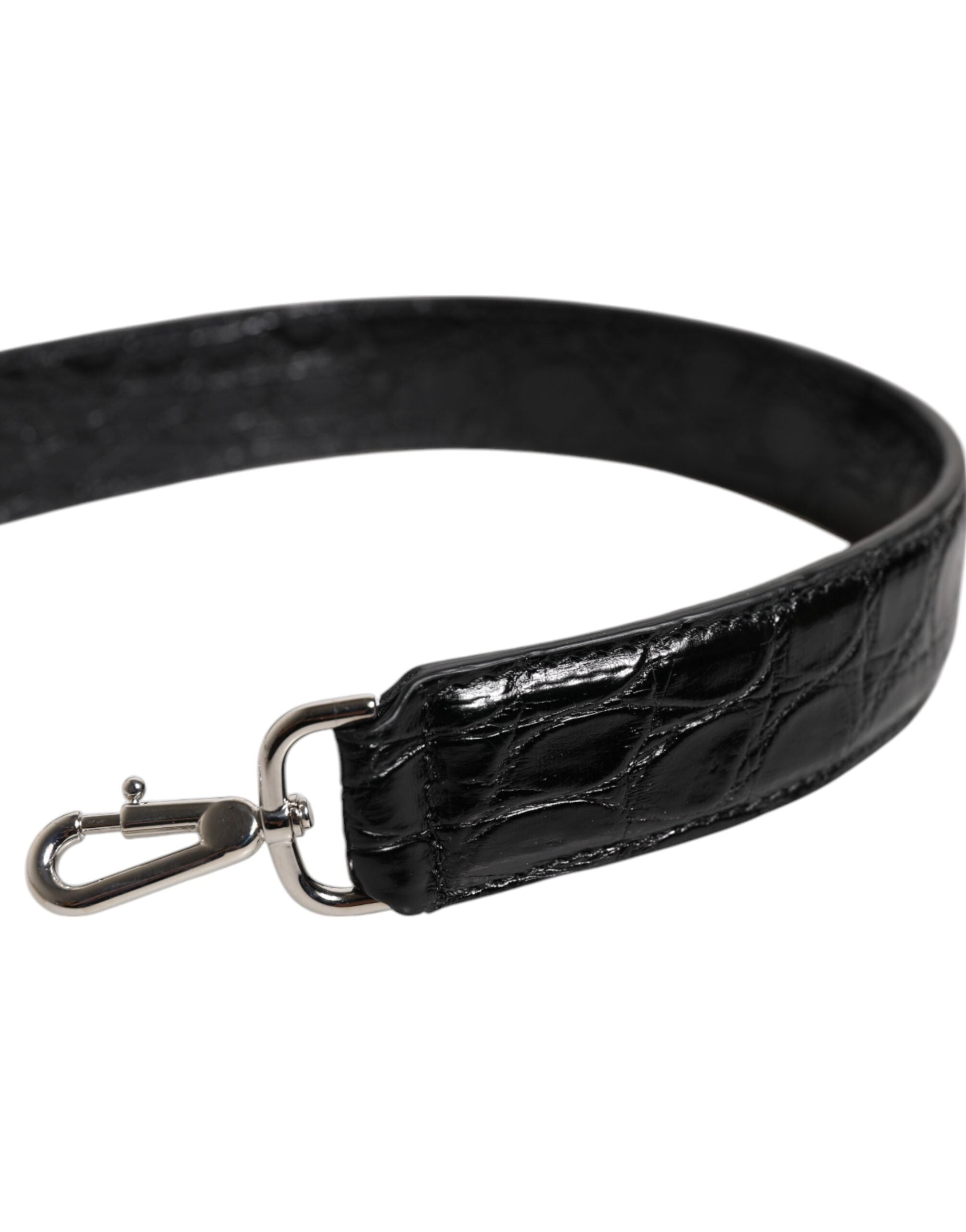 Dolce & Gabbana Black Alligator Leather Bag Shoulder Women's Strap