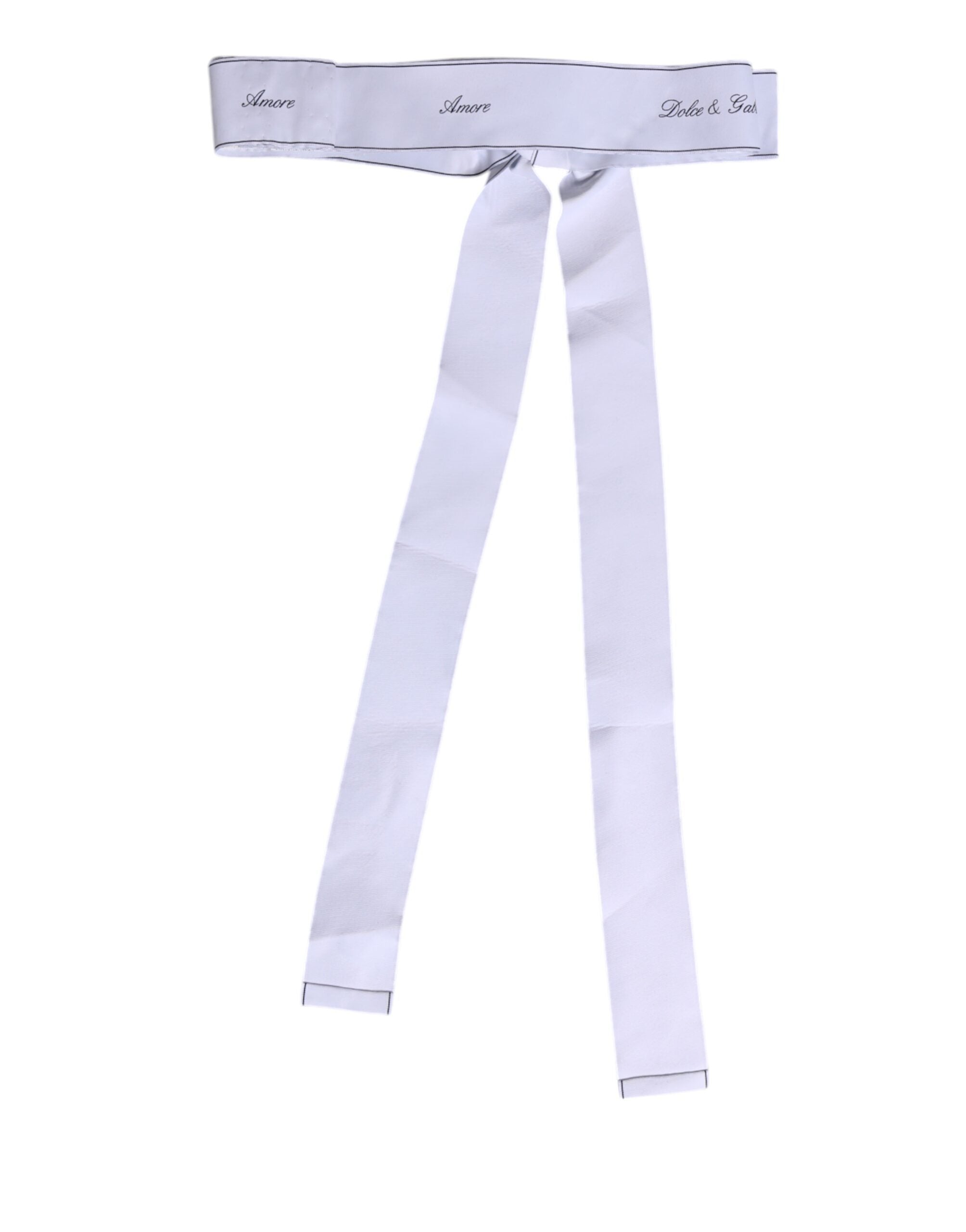 Dolce & Gabbana White Waist Ribbon Wide Bow Logo Women's Belt