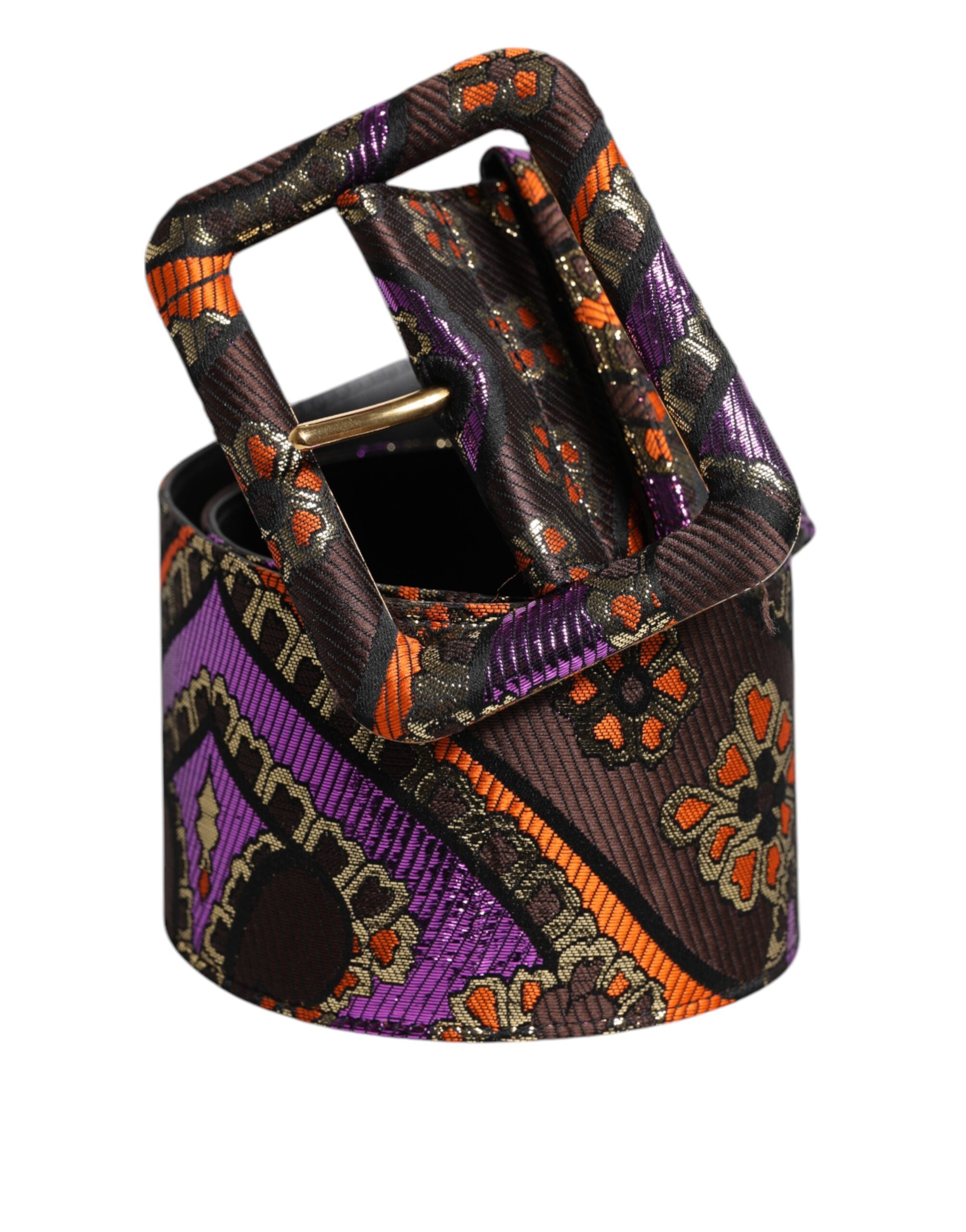 Dolce & Gabbana Multicolor Floral Jacquard Lurex Wide Waist Buckle Women's Belt (Pre-Owned)