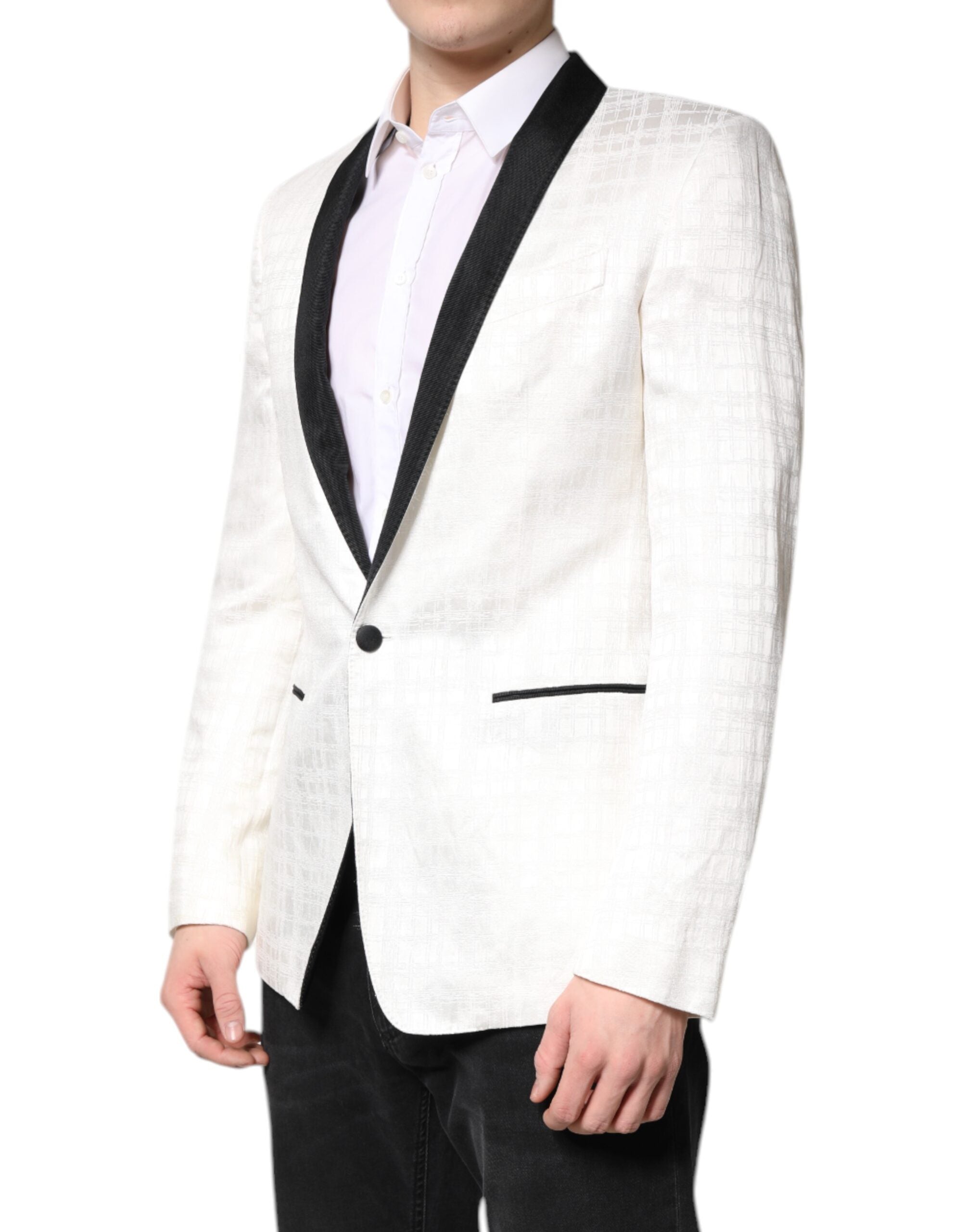 Dolce & Gabbana White Black Single Breasted Coat Blazer Men's Suit (Pre-Owned)