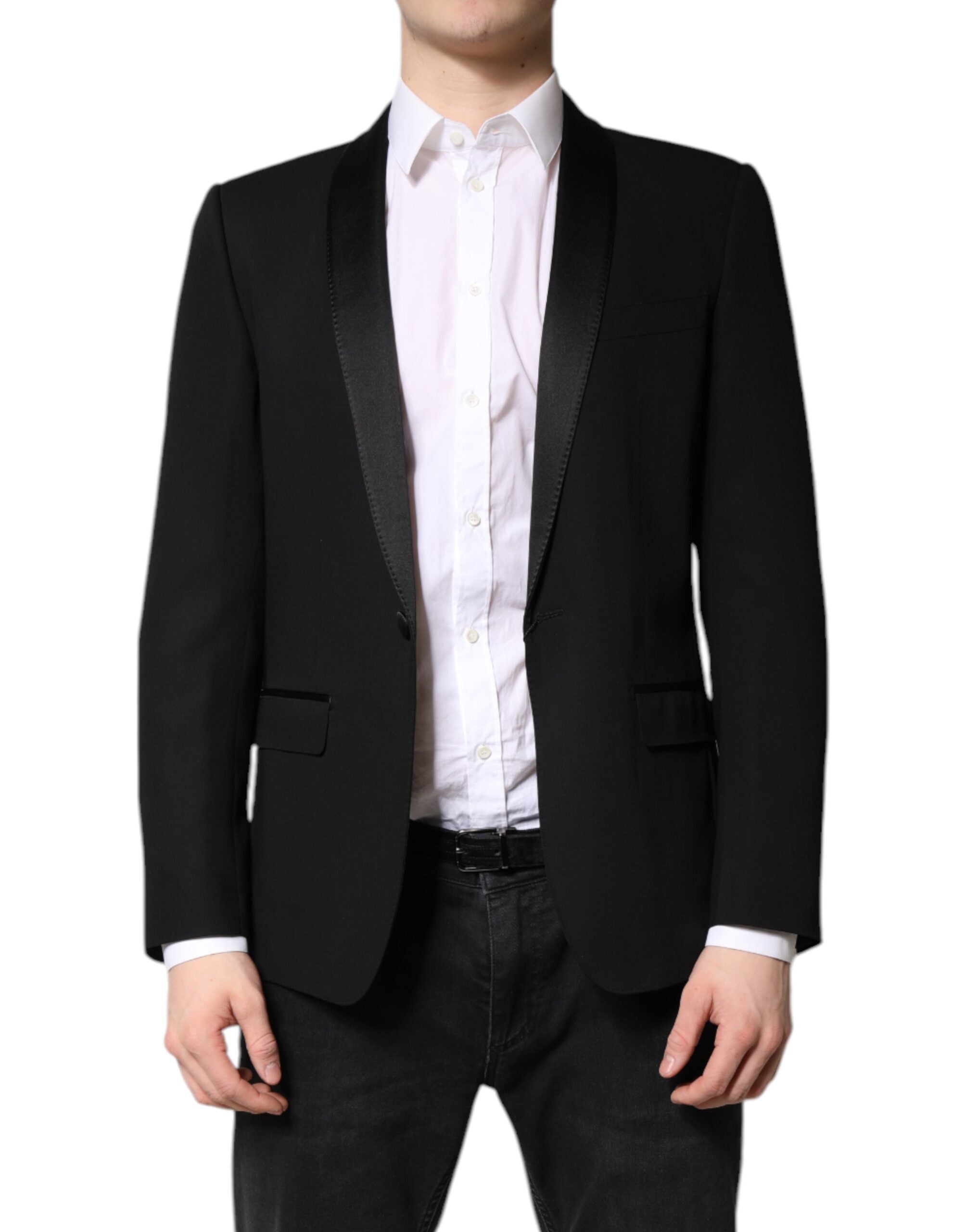 Dolce & Gabbana Black Single Breasted Men Coat MARTINI Men's Blazer