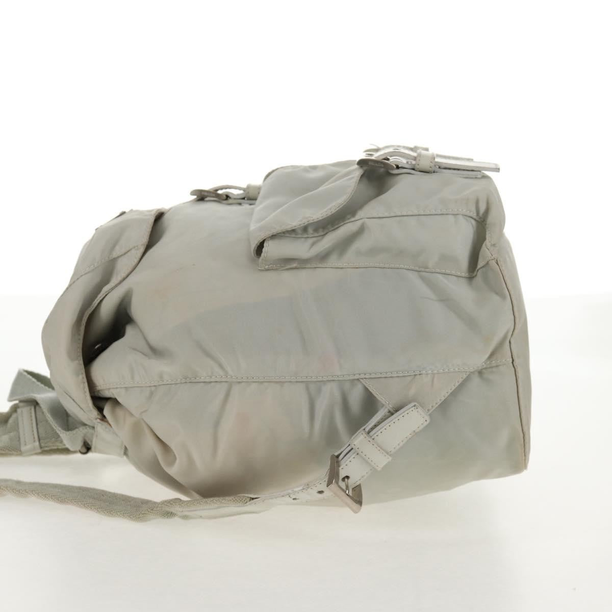 Prada Double Pocket Backpack Chain Shoulder Re-Nylon Gray Nylon Backpack Bag (Pre-Owned)