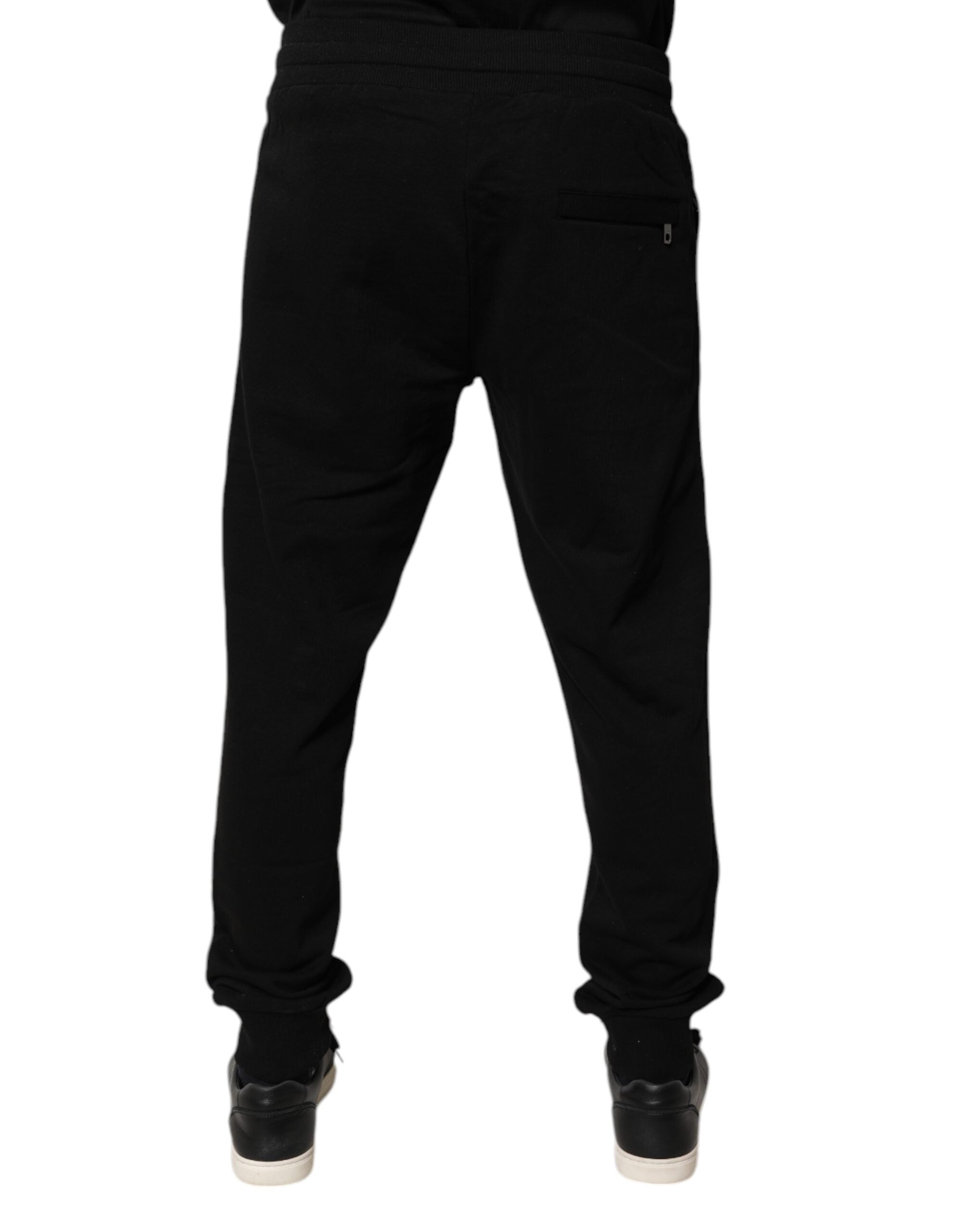 Dolce & Gabbana Black Cotton Mid Waist Jogger SweatMen's Men's Pants