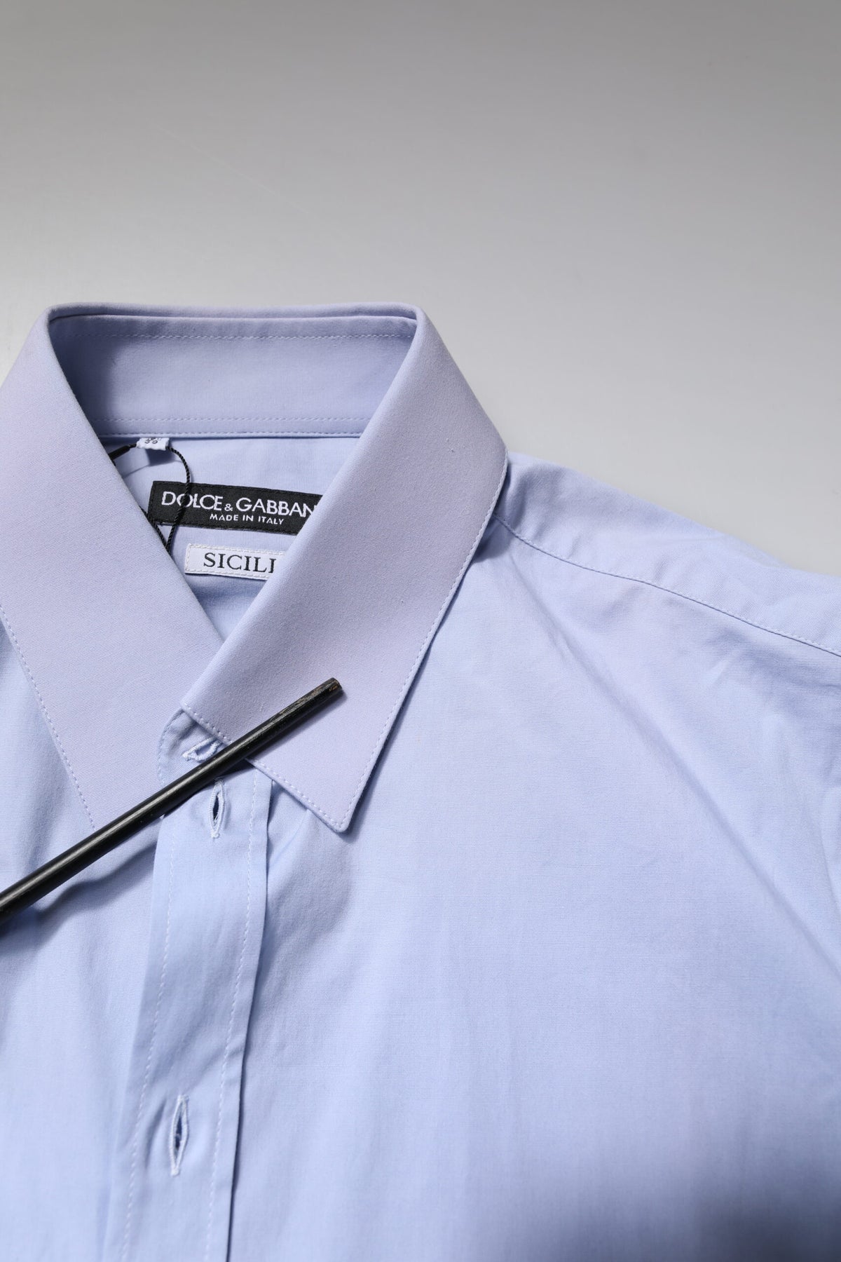 Dolce & Gabbana Light Blue Cotton SICILIA Dress Formal Men's Shirt (Pre-Owned)