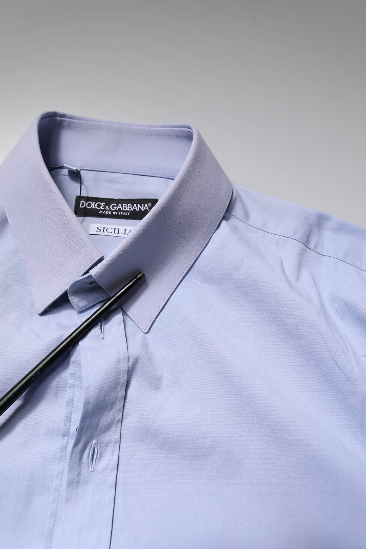 Dolce & Gabbana Light Blue Cotton SICILIA Dress Formal Men's Shirt (Pre-Owned)