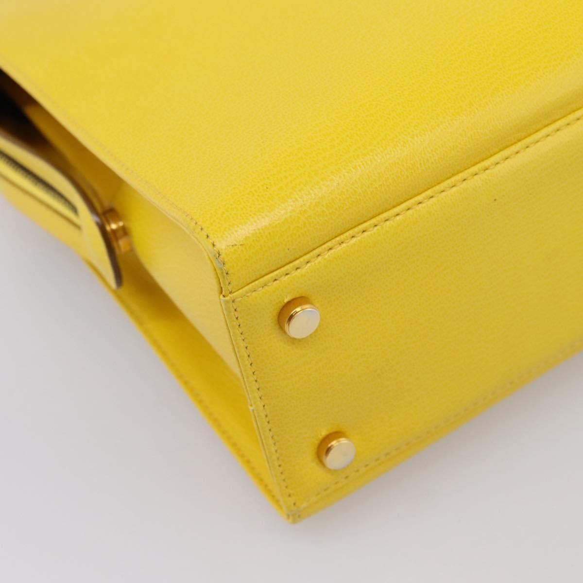 Salvatore Ferragamo Gancini Leather Yellow Leather Handbag (Pre-Owned)
