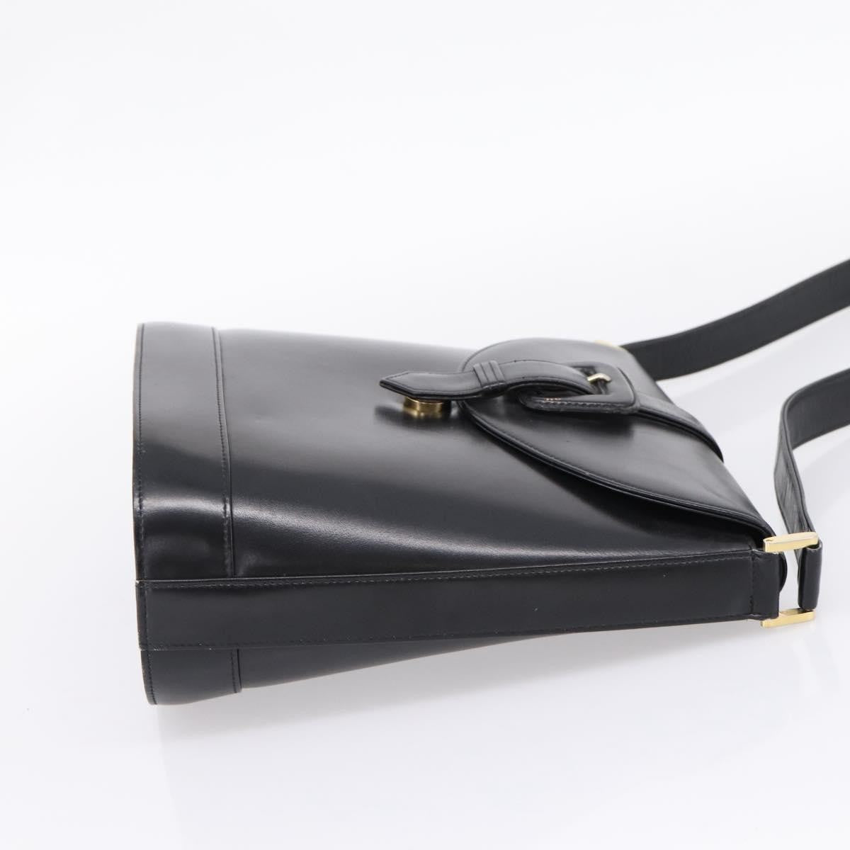 Saint Laurent Vintage Shoulder Bag Leather Black Leather Shoulder Bag Bag (Pre-Owned)