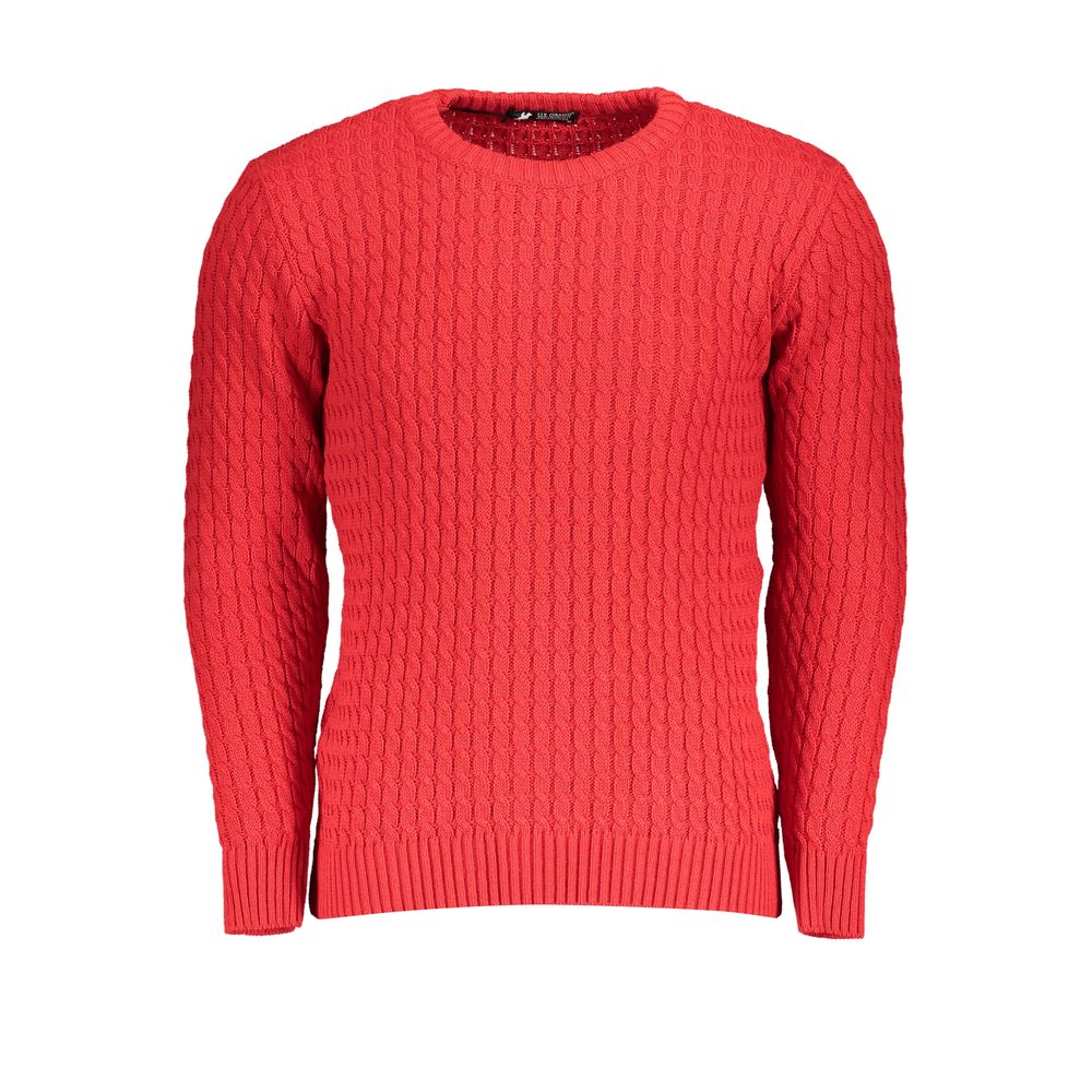 U.S. Grand Polo Elegant Twisted Crew Neck Sweater in Men's Pink