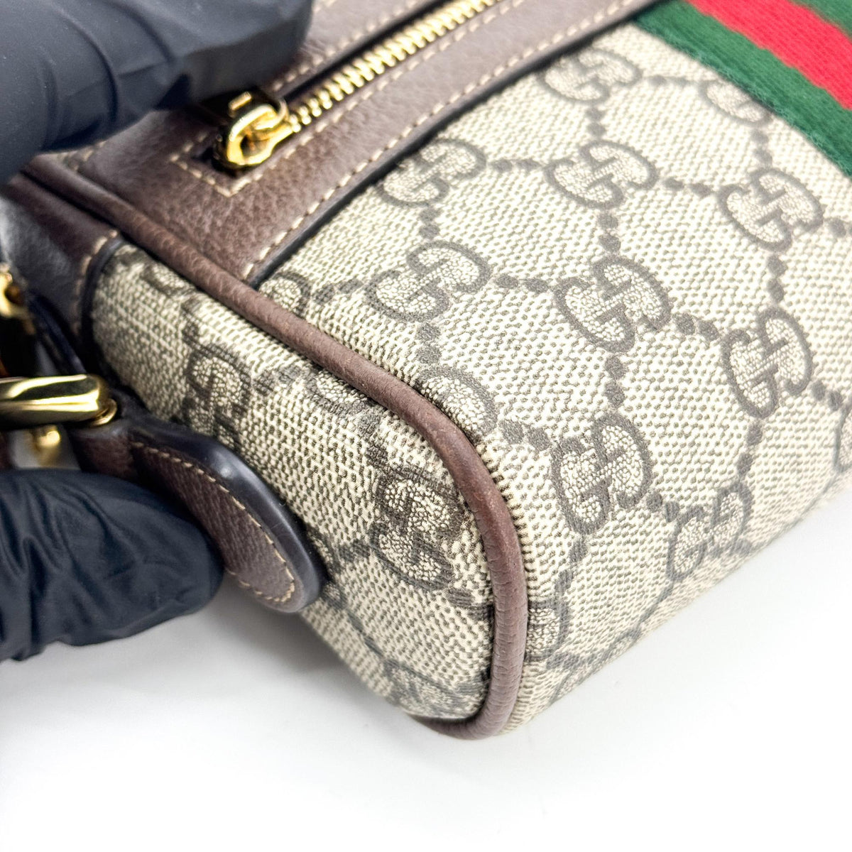 Gucci Ophidia Double Zip Gg Coated Canvas Brown Canvas Crossbody Bag Bag (Pre-Owned)