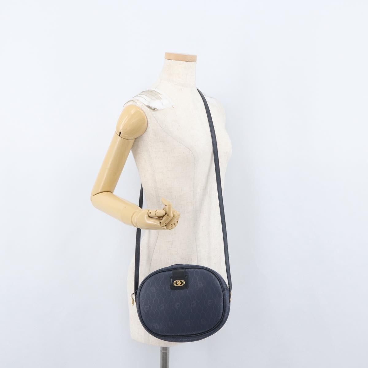 Christian Dior Vintage Honeycomb Canvas Navy Canvas Shoulder Bag Bag (Pre-Owned)