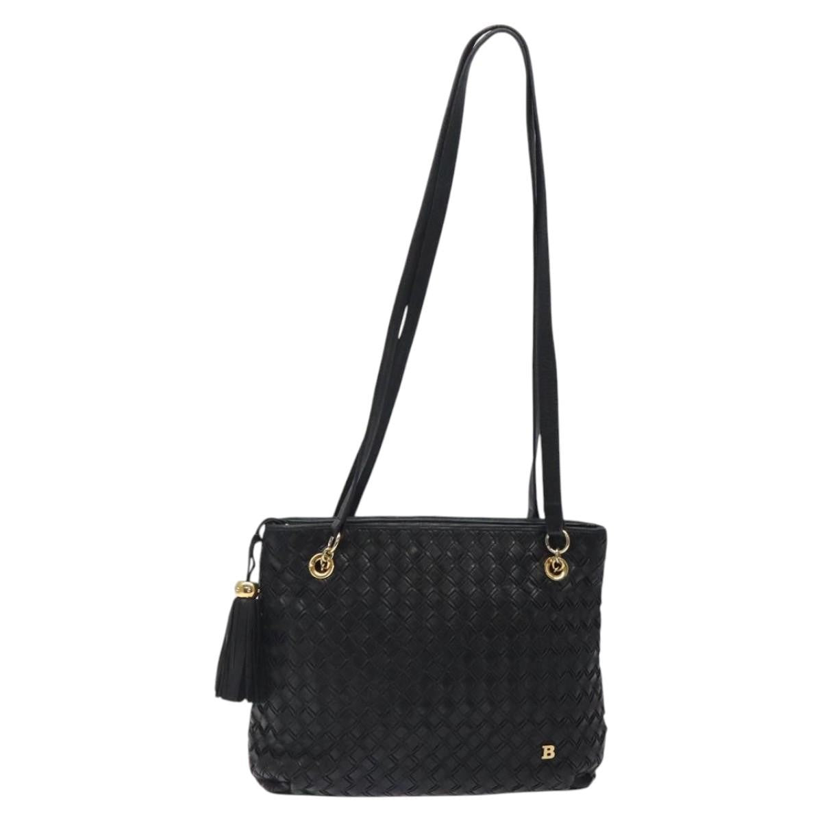 Bally Vintage Quilted Leather Black Leather Shoulder Bag Bag (Pre-Owned)
