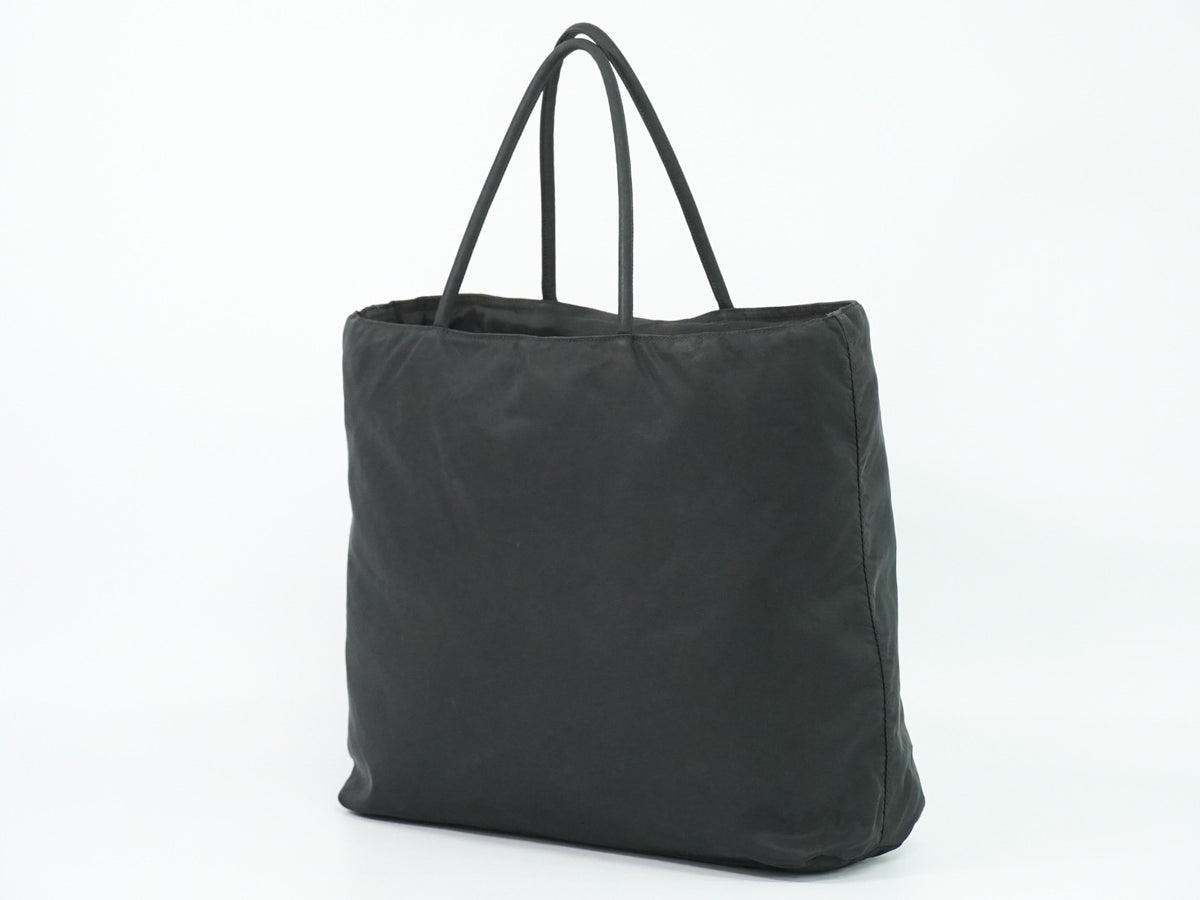 Prada Zip Tote Tessuto Black Nylon Tote Bag Bag (Pre-Owned)