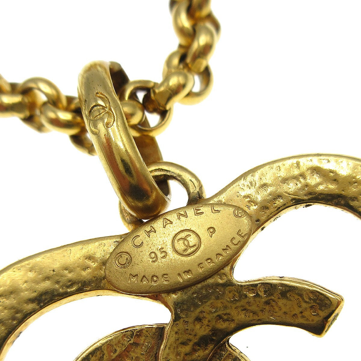Chanel Cc Heart Pendant Metal Gold Gold_Plated Necklace Jewelry (Pre-Owned)