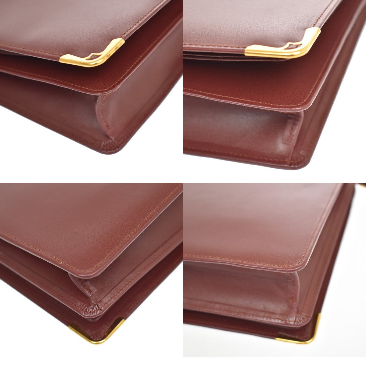 Cartier Must De Cartier Clutch Leather Burgundy Leather Clutche & Pouche Bag (Pre-Owned)