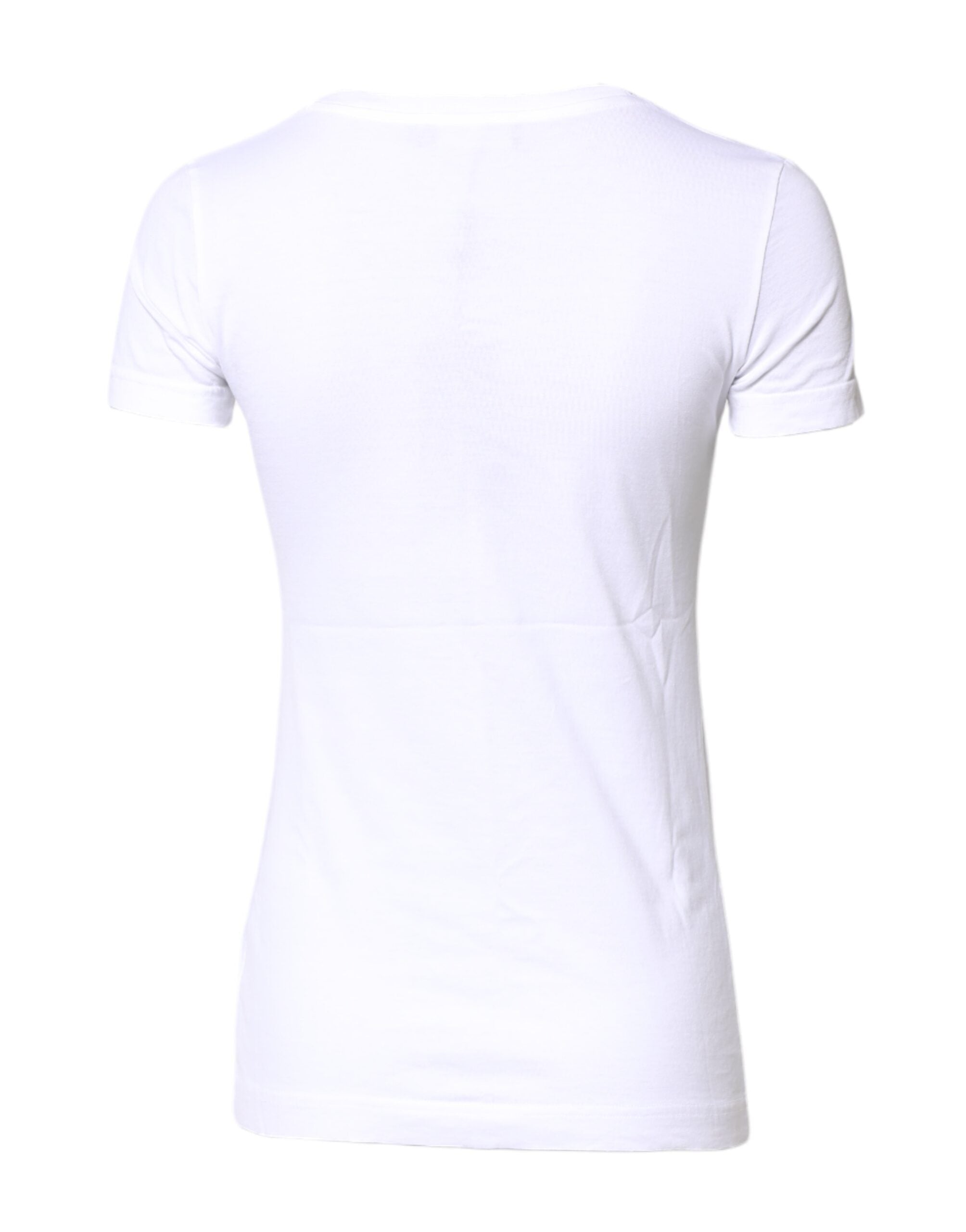 Dolce & Gabbana White Cotton Crew Neck Short Sleeves Women's T-shirt