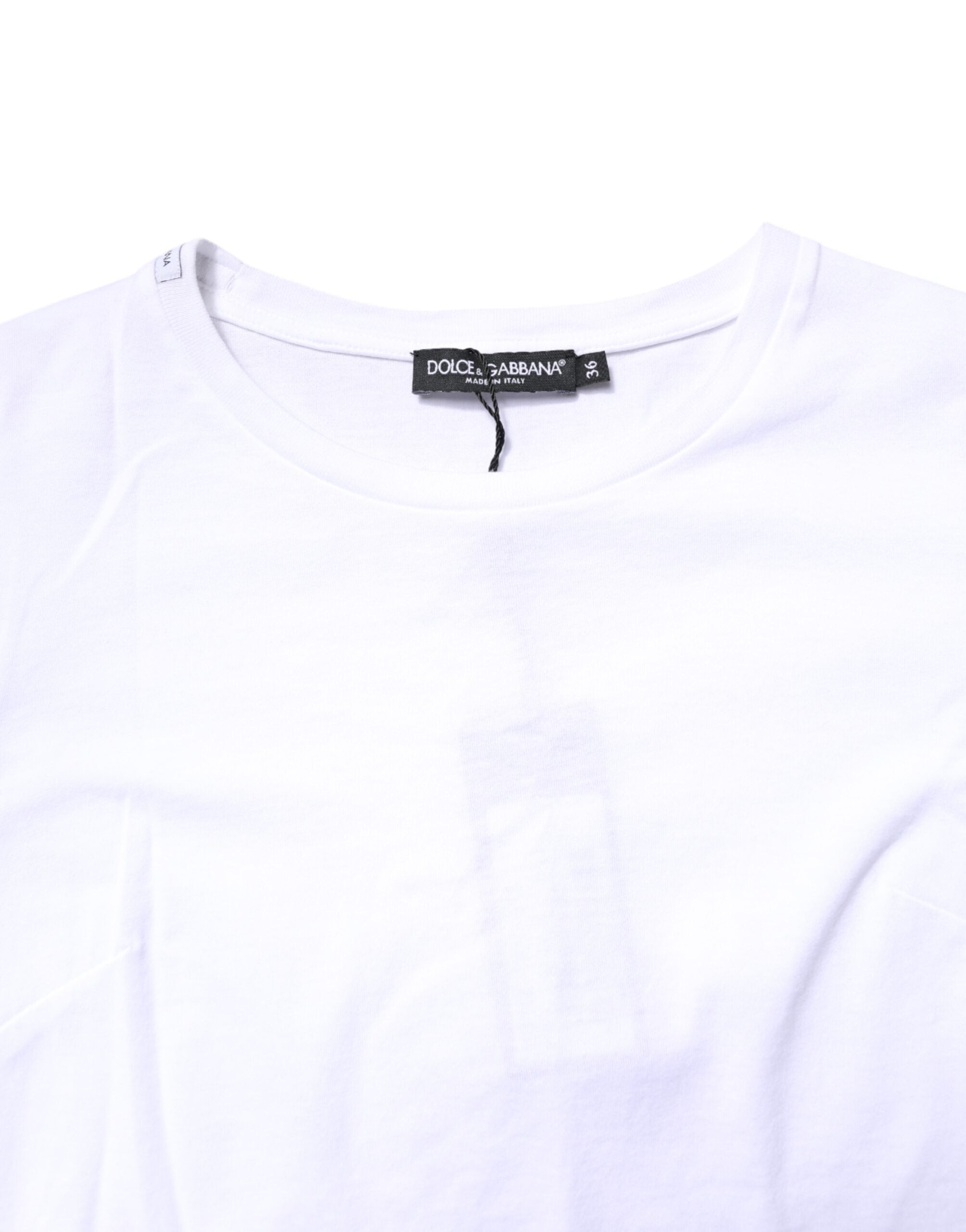 Dolce & Gabbana White Cotton Crew Neck Short Sleeves Women's T-shirt