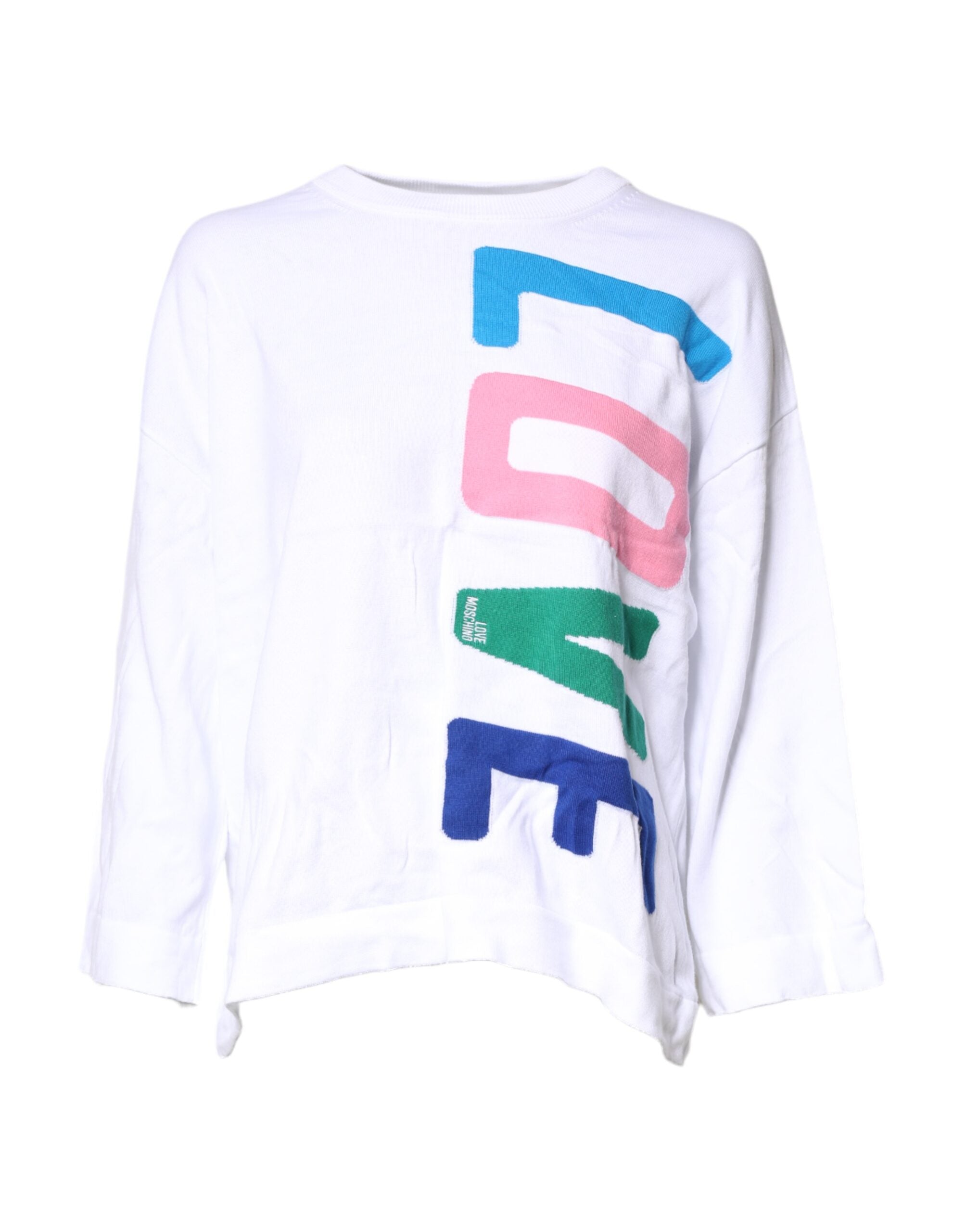 Love Moschino White Graphic Print Cotton Long Sleeves Women's T-shirt