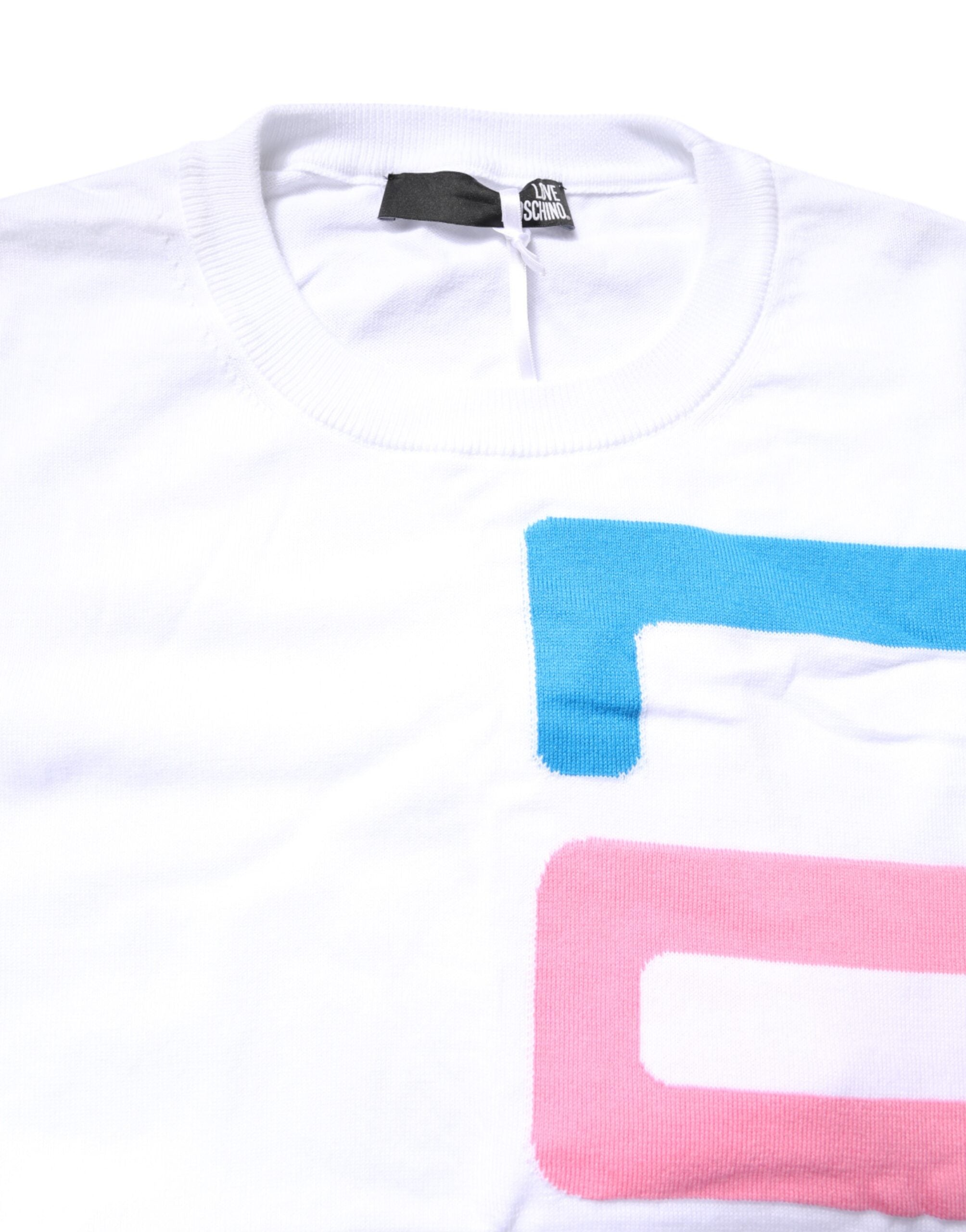 Love Moschino White Graphic Print Cotton Long Sleeves Women's T-shirt