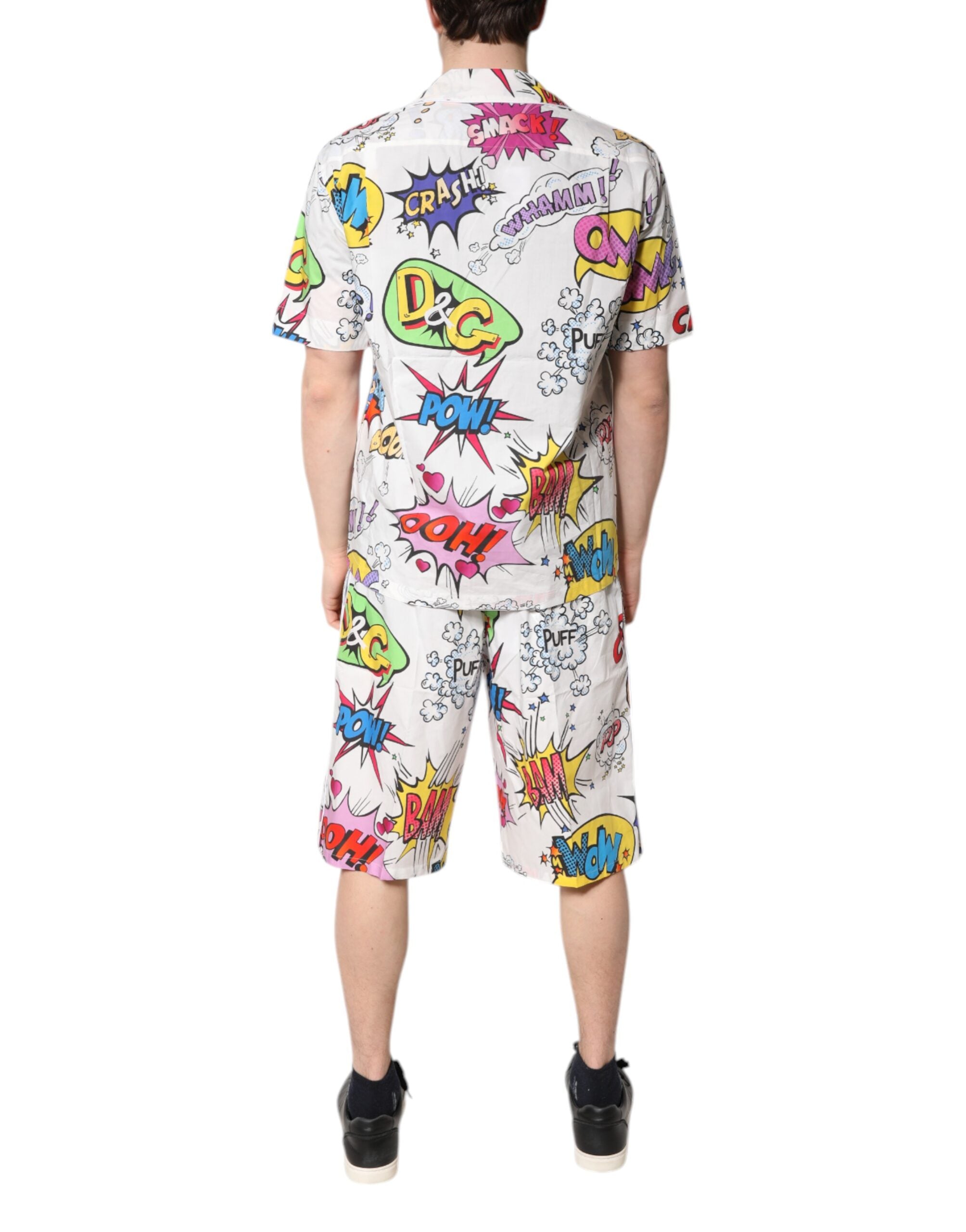 Dolce & Gabbana White Cartoon Print Cotton Men Pajama Set Men's Sleepwear