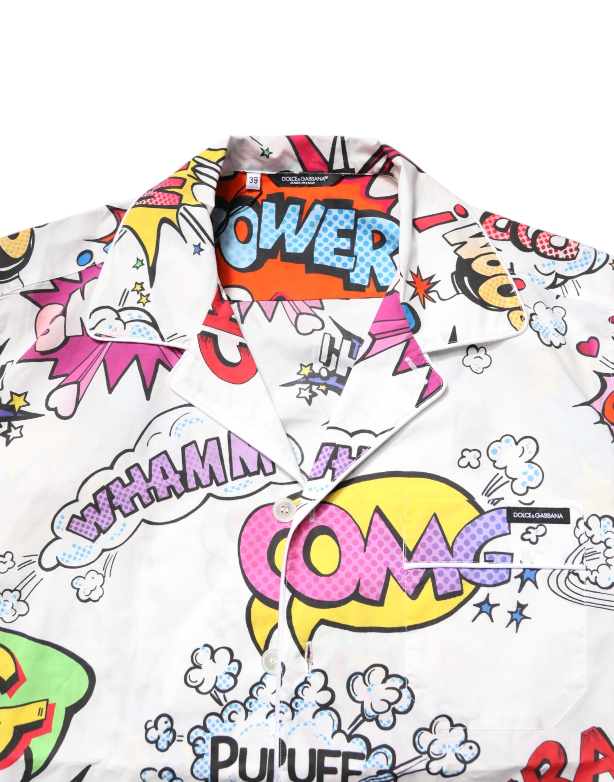Dolce & Gabbana White Cartoon Print Cotton Men Pajama Set Men's Sleepwear