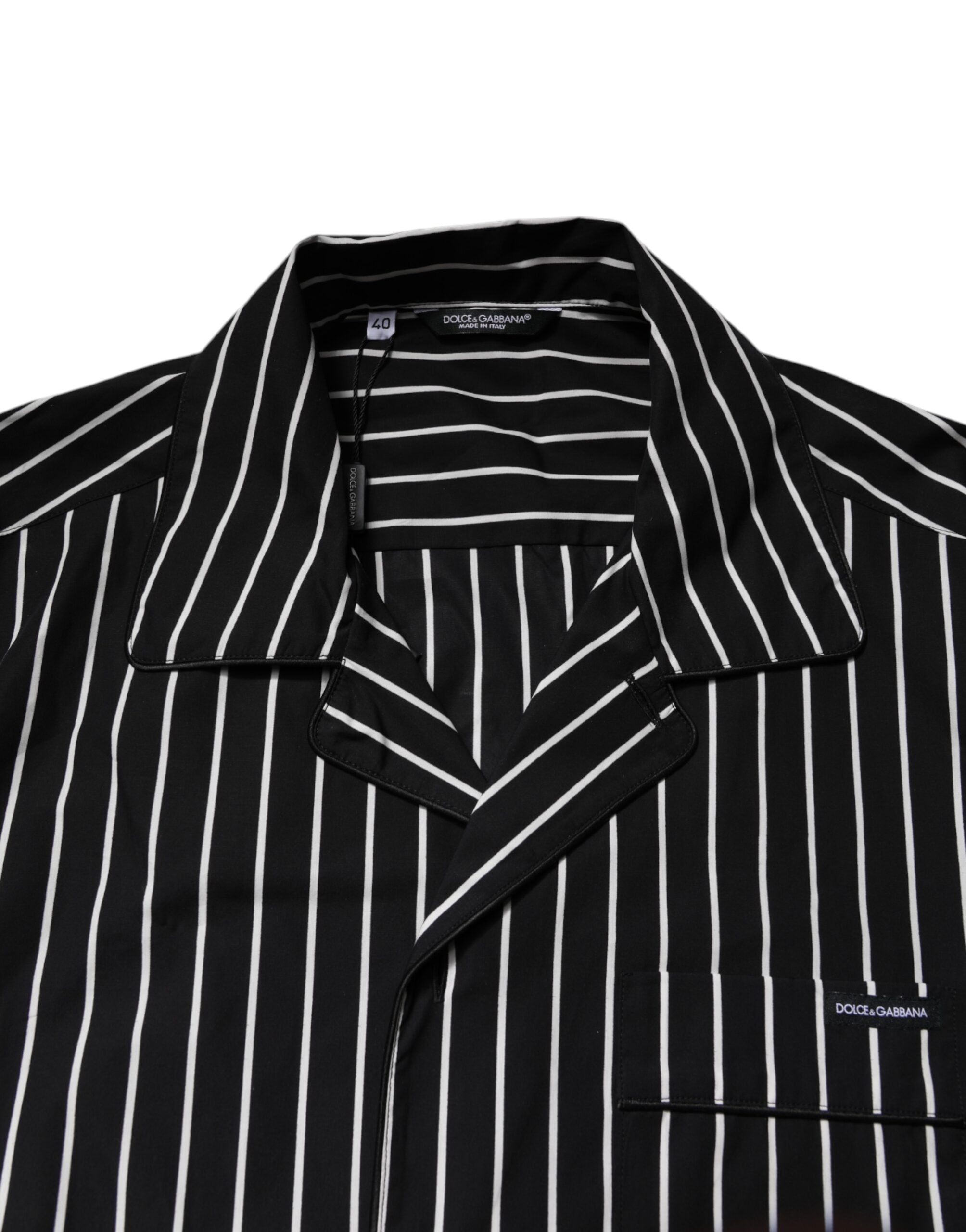 Dolce & Gabbana Black White Stripes Cotton Men Pajama Set Men's Sleepwear