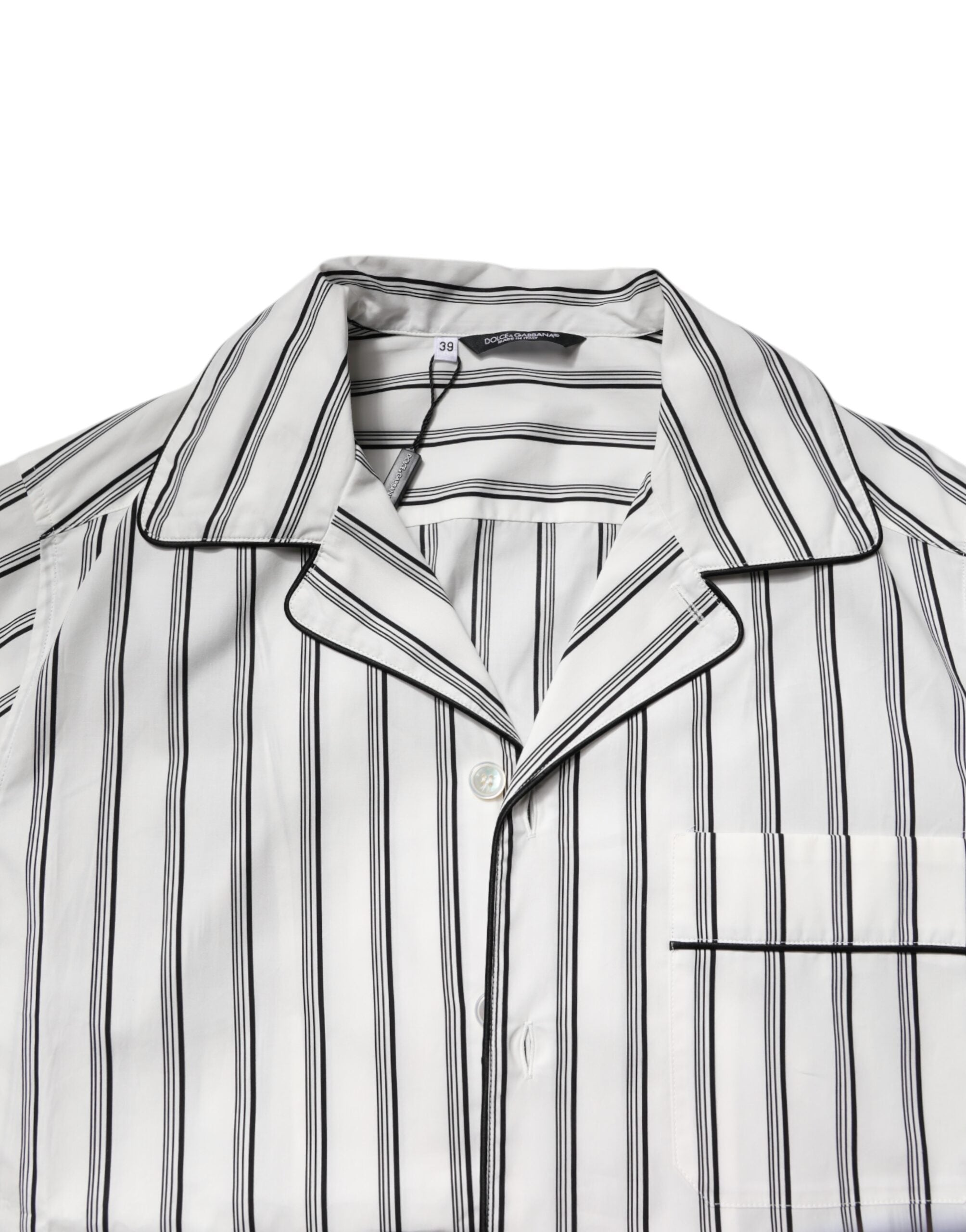 Dolce & Gabbana White Black Stripes Cotton Men Pajama Set Men's Sleepwear