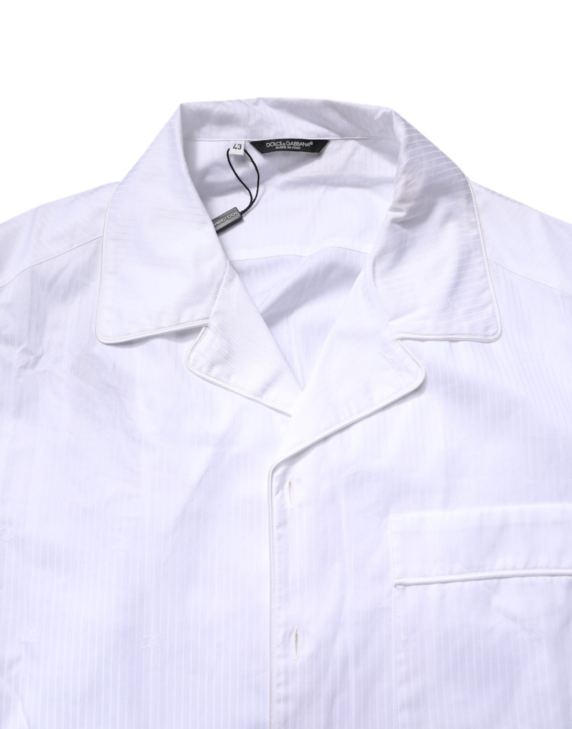 Dolce & Gabbana White Cotton Shirt Pants Pajama Set Men's Sleepwear